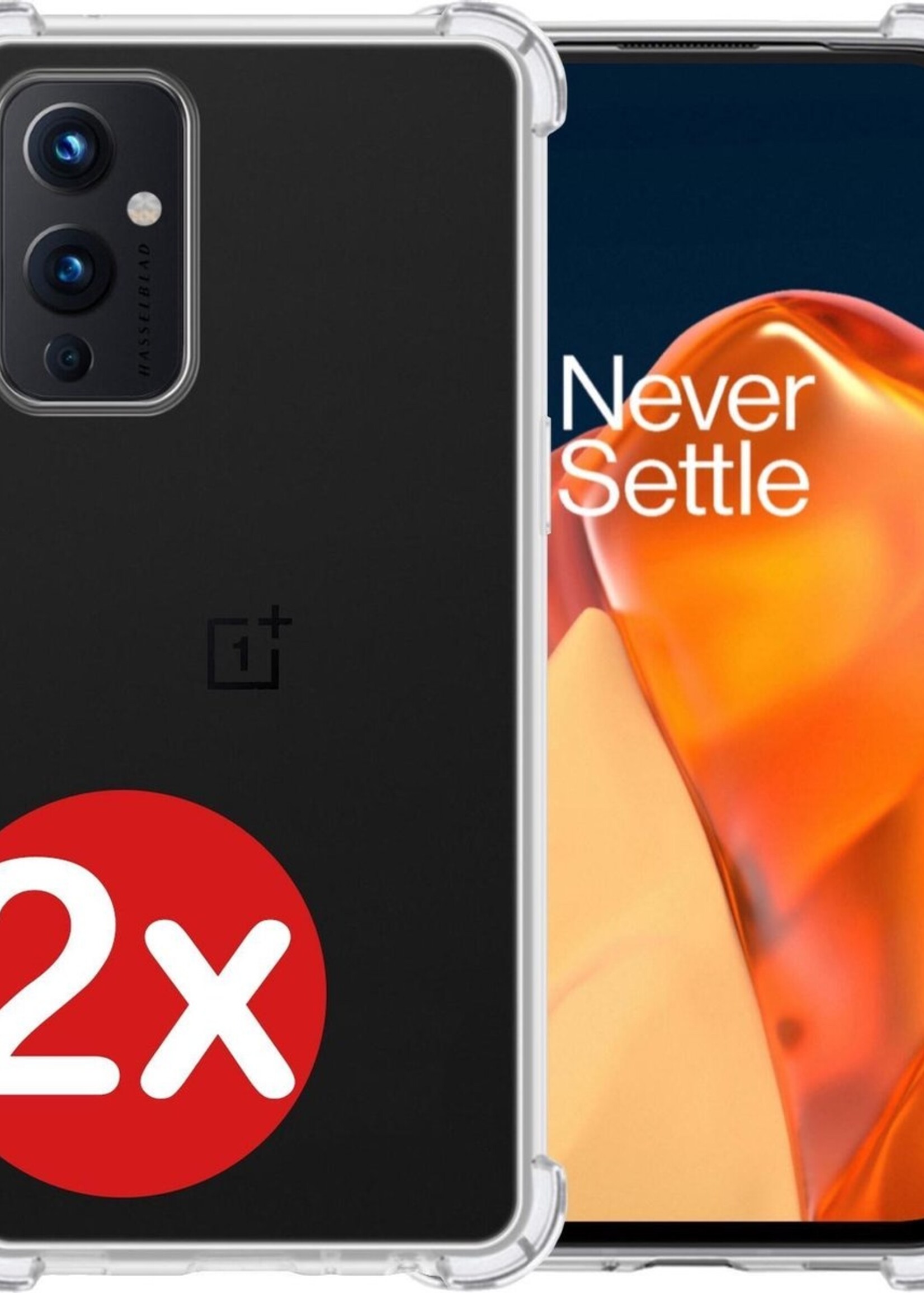 BTH Hoesje Geschikt voor OnePlus 9 Hoesje Siliconen Shock Proof Case Hoes - Hoes Geschikt voor OnePlus 9 Hoes Cover Case Shockproof - Transparant - 2 PACK