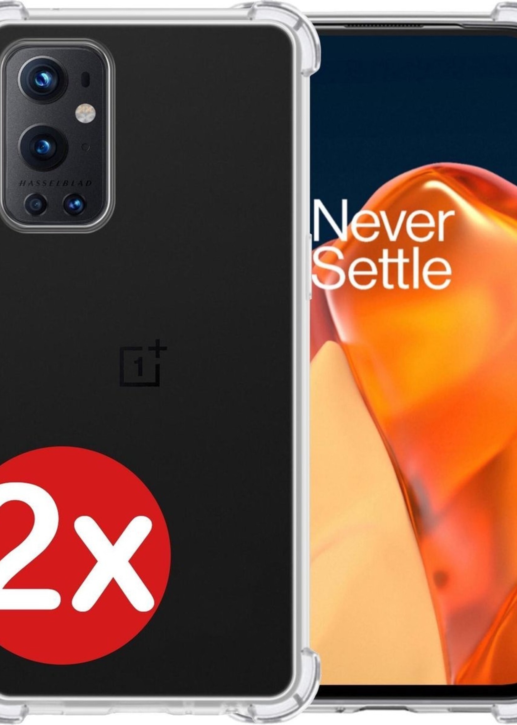 BTH Hoesje Geschikt voor OnePlus 9 Pro Hoesje Siliconen Shock Proof Case Hoes - Hoes Geschikt voor OnePlus 9 Pro Hoes Cover Case Shockproof - Transparant - 2 PACK