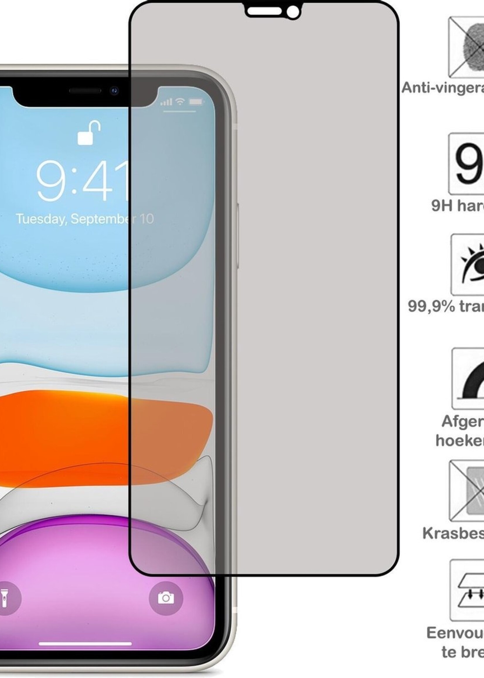 BTH Screenprotector Geschikt voor iPhone Xs Max Screenprotector Privacy Glas Gehard Full Cover - Screenprotector Geschikt voor iPhone Xs Max Screenprotector Privacy Tempered Glass