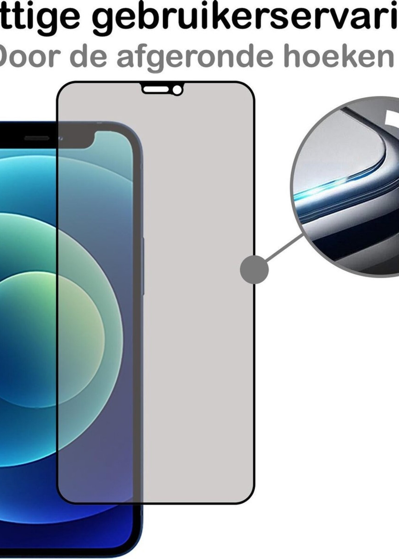BTH Screenprotector Geschikt voor iPhone 12 Screenprotector Privacy Glas Gehard Full Cover - Screenprotector Geschikt voor iPhone 12 Screenprotector Privacy Tempered Glass - 2 PACK