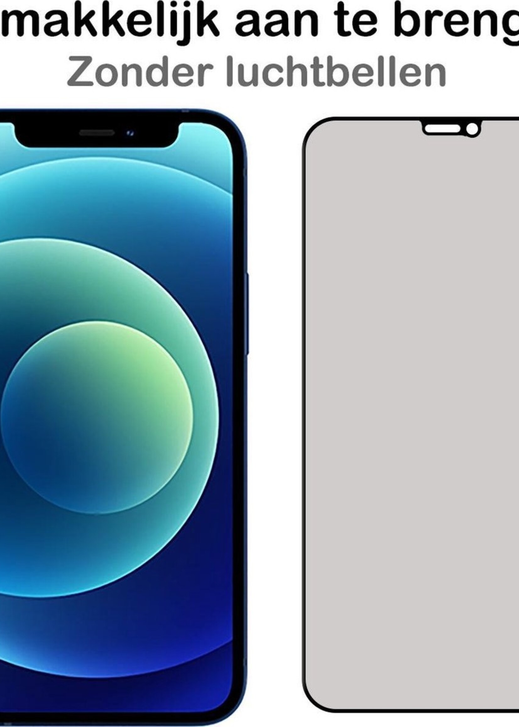 BTH Screenprotector Geschikt voor iPhone 12 Screenprotector Privacy Glas Gehard Full Cover - Screenprotector Geschikt voor iPhone 12 Screenprotector Privacy Tempered Glass - 2 PACK