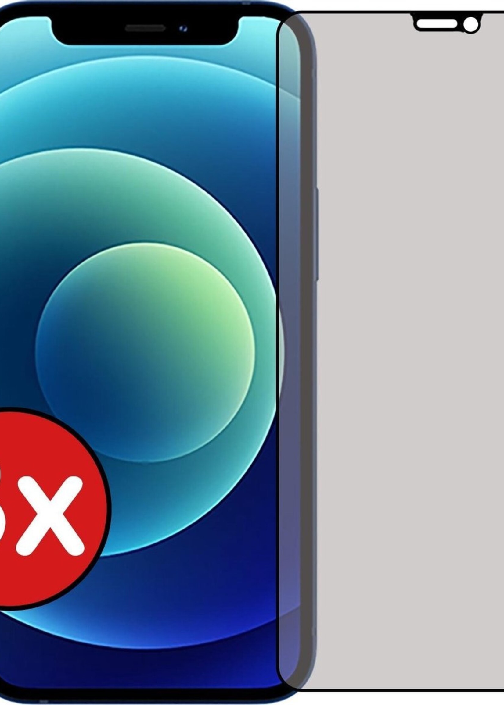 BTH Screenprotector Geschikt voor iPhone 12 Screenprotector Privacy Glas Gehard Full Cover - Screenprotector Geschikt voor iPhone 12 Screenprotector Privacy Tempered Glass - 3 PACK
