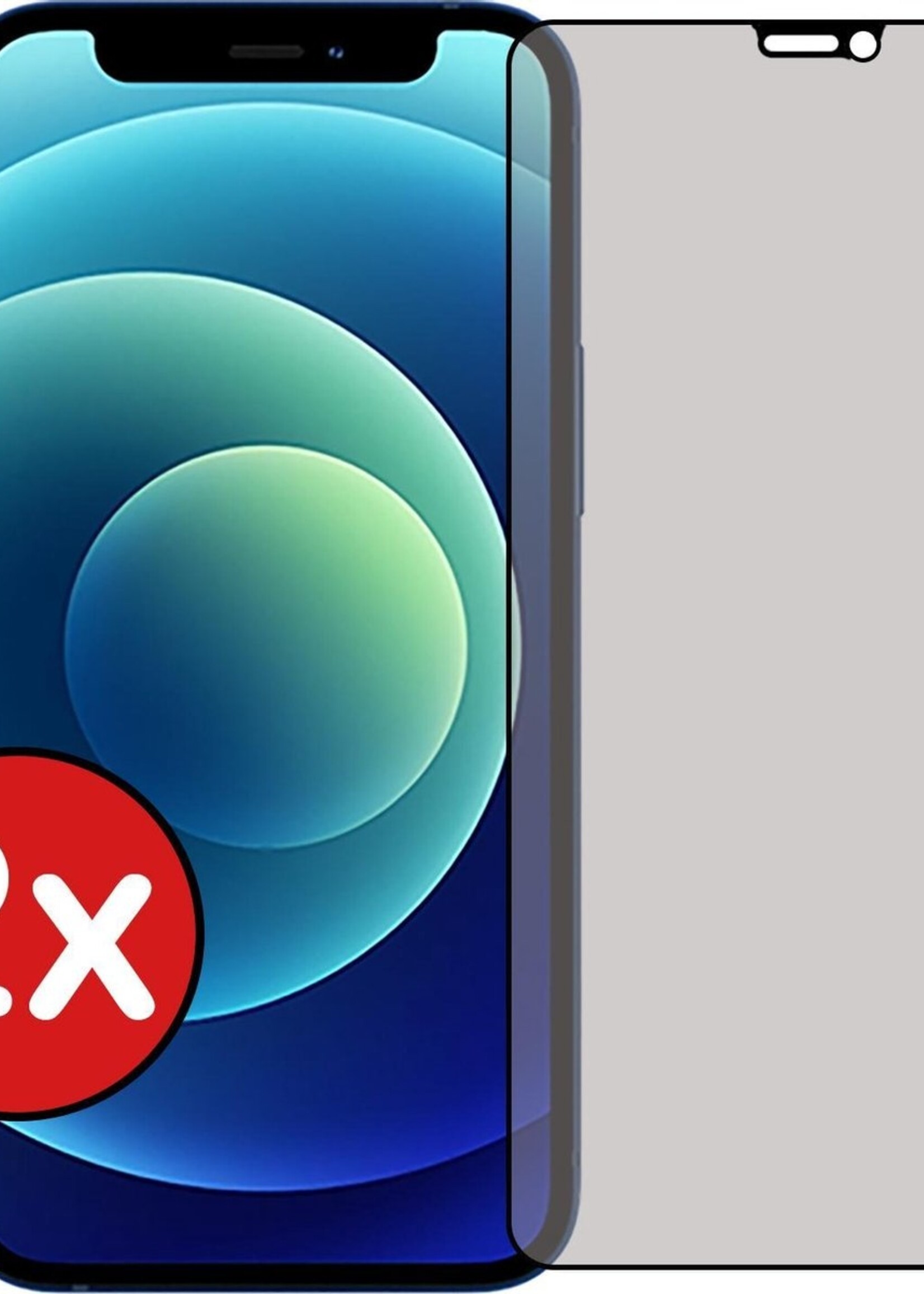 BTH Screenprotector Geschikt voor iPhone 12 Pro Max Screenprotector Privacy Glas Gehard Full Cover - Screenprotector Geschikt voor iPhone 12 Pro Max Screenprotector Privacy Tempered Glass - 2 PACK