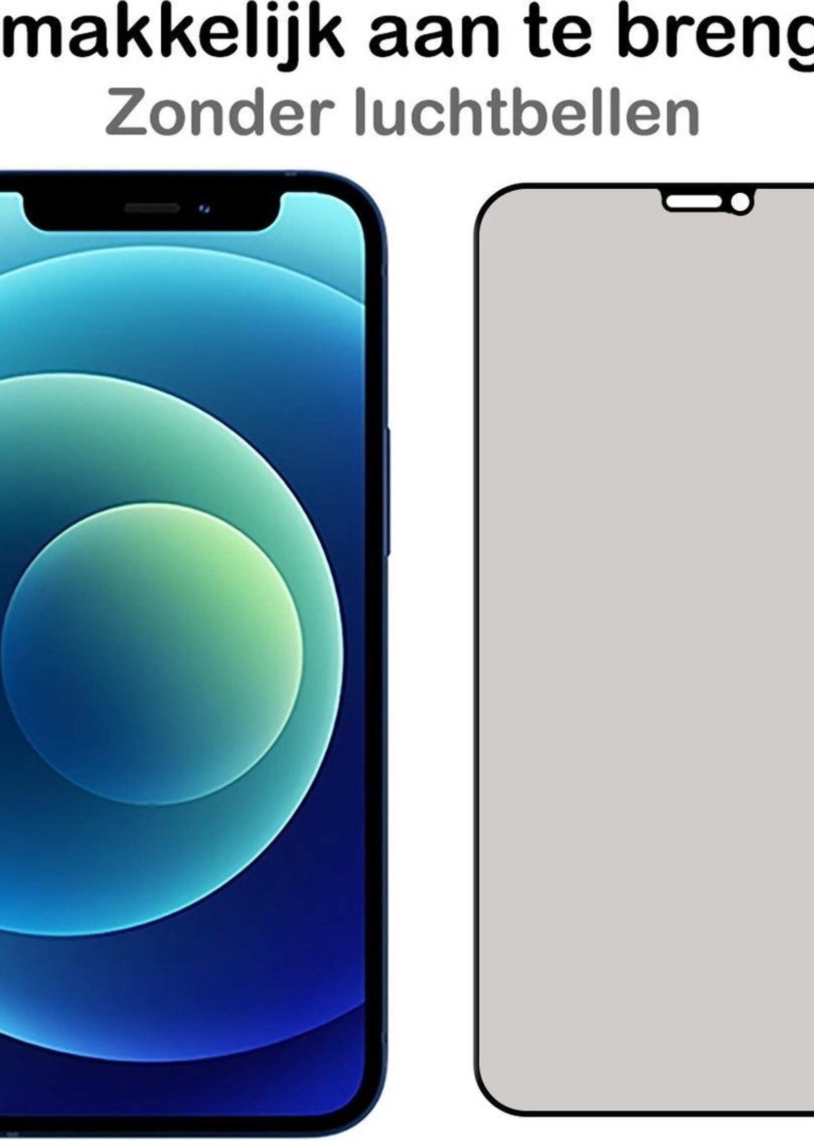 BTH Screenprotector Geschikt voor iPhone 12 Pro Max Screenprotector Privacy Glas Gehard Full Cover - Screenprotector Geschikt voor iPhone 12 Pro Max Screenprotector Privacy Tempered Glass - 2 PACK