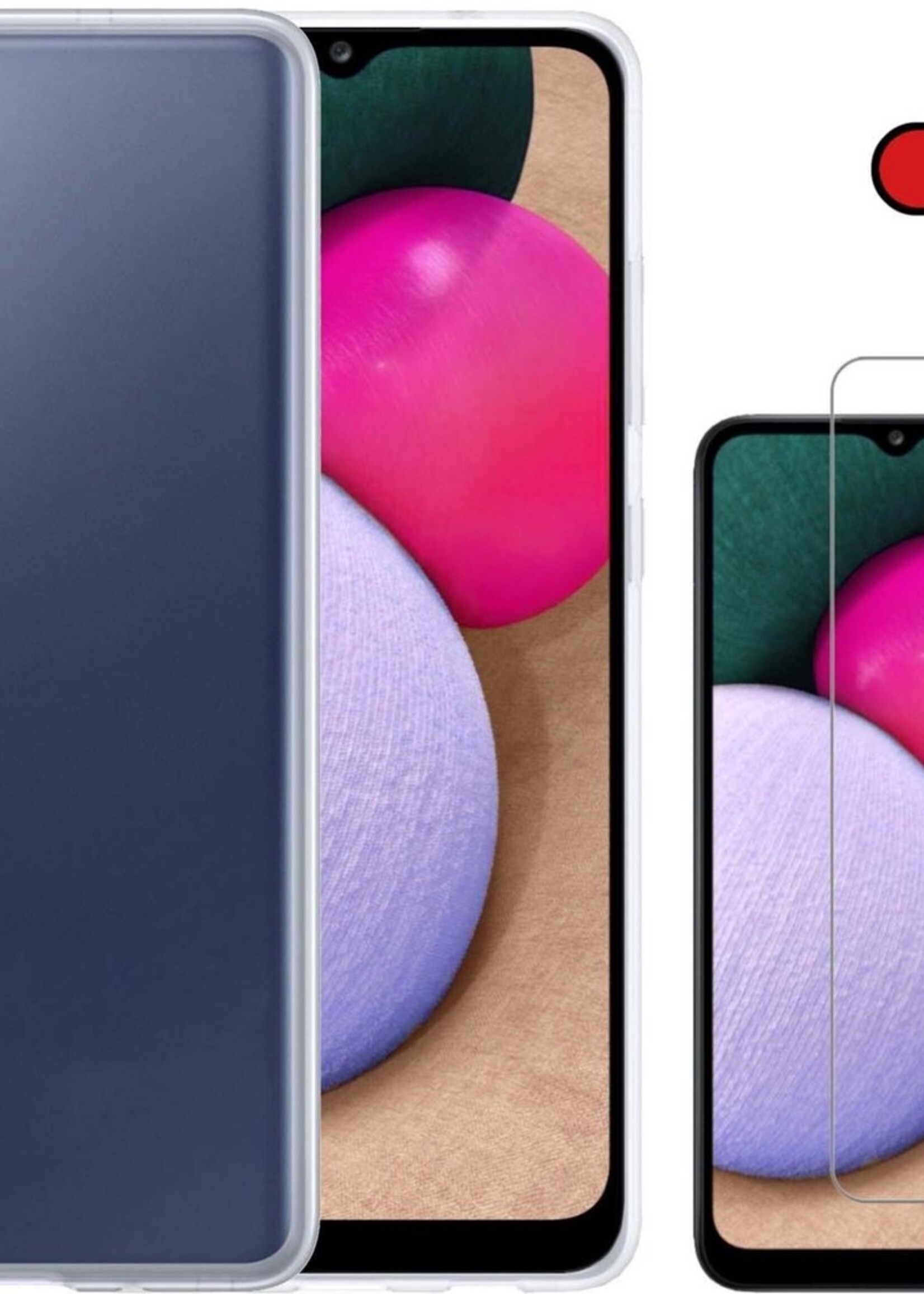 BTH Hoesje Geschikt voor Samsung A02s Hoesje Siliconen Case Hoes Met Screenprotector - Hoes Geschikt voor Samsung Galaxy A02s Hoes Cover Case - Transparant