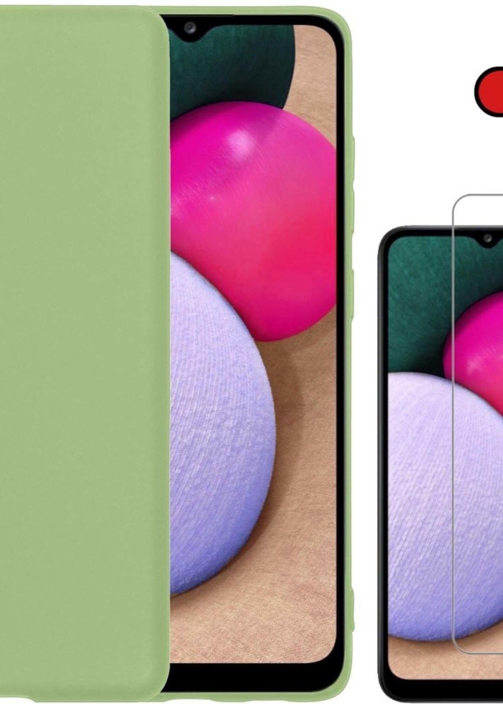 BTH Hoesje Geschikt voor Samsung A02s Hoesje Siliconen Case Hoes Met Screenprotector - Hoes Geschikt voor Samsung Galaxy A02s Hoes Cover Case - Groen
