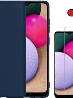 BTH BTH Samsung Galaxy A02s hoesje siliconen donkerblauw met screenprotector