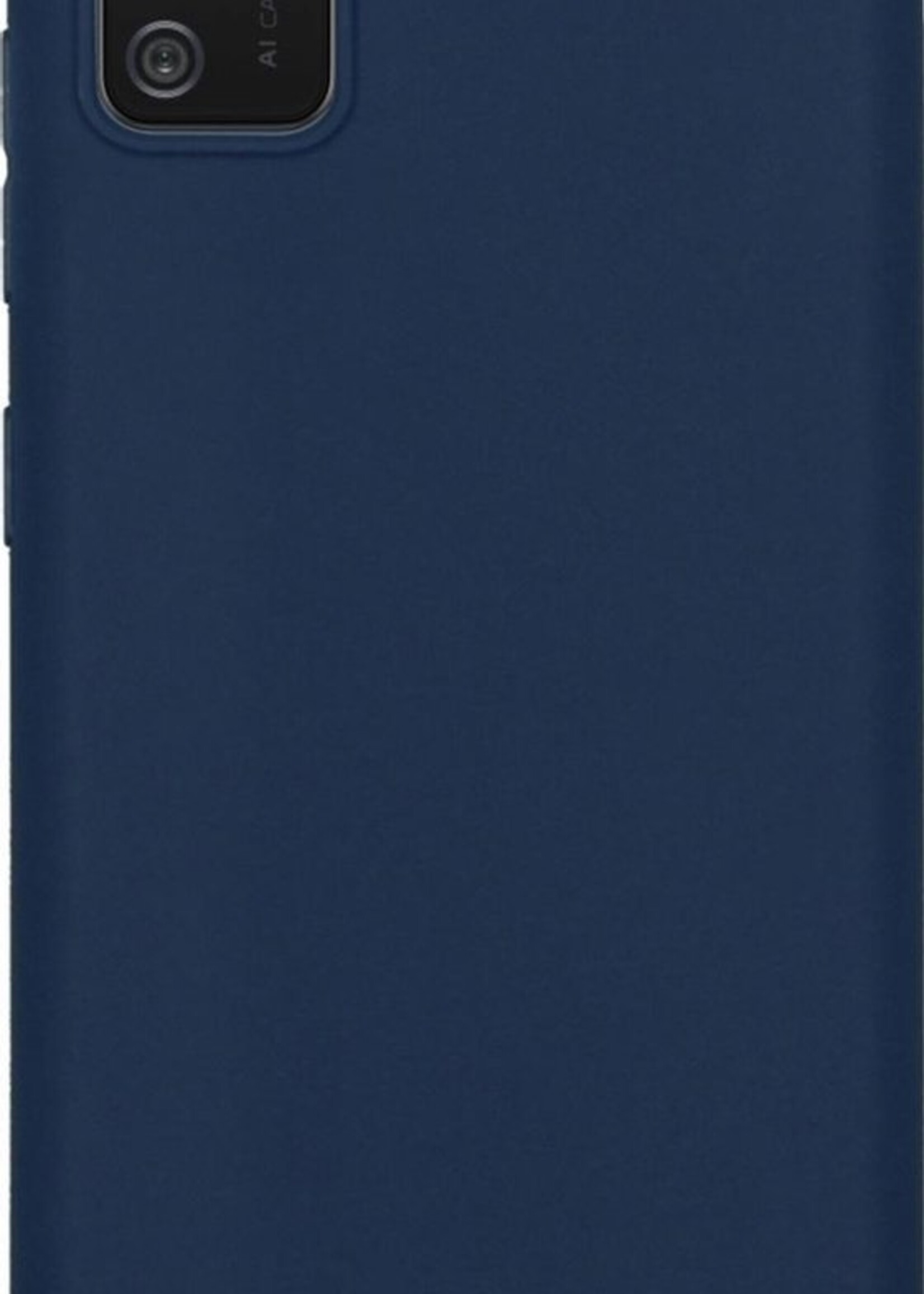 BTH Hoesje Geschikt voor Samsung A02s Hoesje Siliconen Case Hoes Met Screenprotector - Hoes Geschikt voor Samsung Galaxy A02s Hoes Cover Case - Donkerblauw