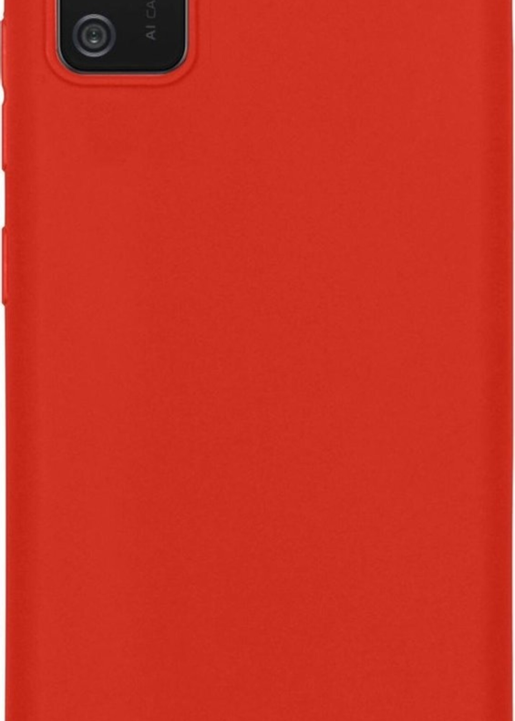 BTH Hoesje Geschikt voor Samsung A02s Hoesje Siliconen Case Hoes Met 2x Screenprotector - Hoes Geschikt voor Samsung Galaxy A02s Hoes Cover Case - Rood