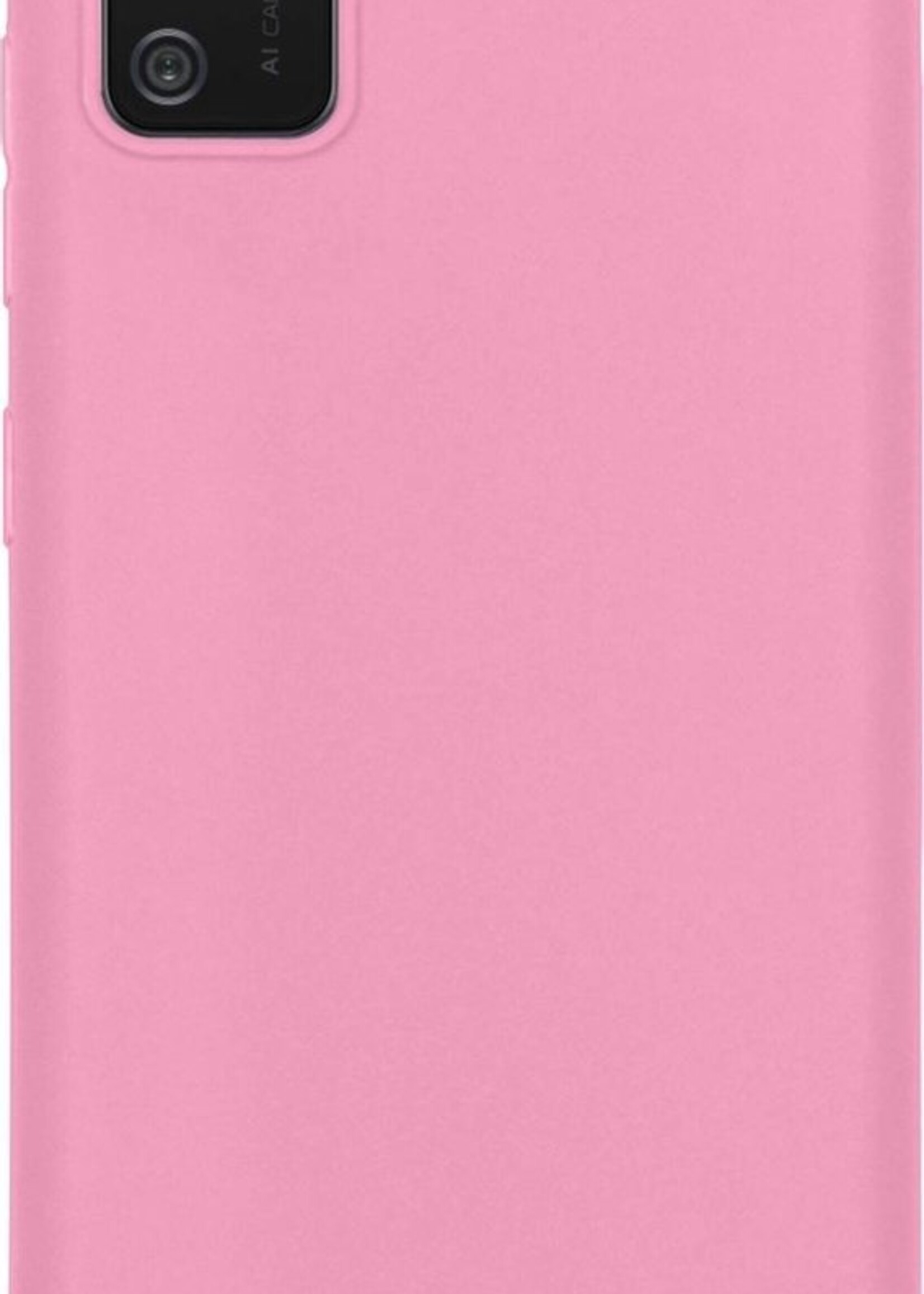 BTH Hoesje Geschikt voor Samsung A02s Hoesje Siliconen Case Hoes Met 2x Screenprotector - Hoes Geschikt voor Samsung Galaxy A02s Hoes Cover Case - Lichtroze
