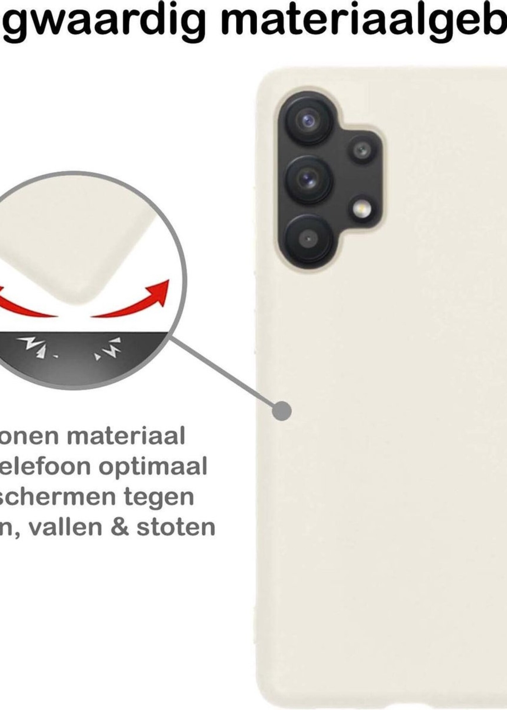 BTH Hoesje Geschikt voor Samsung A32 5G Hoesje Siliconen Case Hoes Met Screenprotector - Hoes Geschikt voor Samsung Galaxy A32 5G Hoes Cover Case - Wit