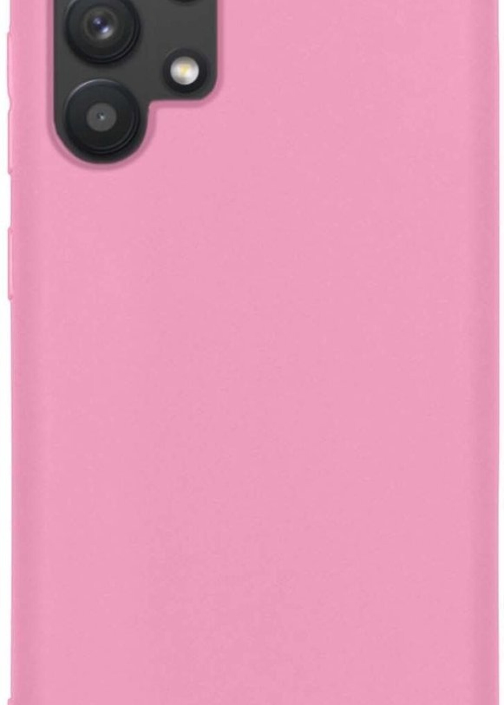 BTH Hoesje Geschikt voor Samsung A32 5G Hoesje Siliconen Case Hoes Met Screenprotector - Hoes Geschikt voor Samsung Galaxy A32 5G Hoes Cover Case - Lichtroze