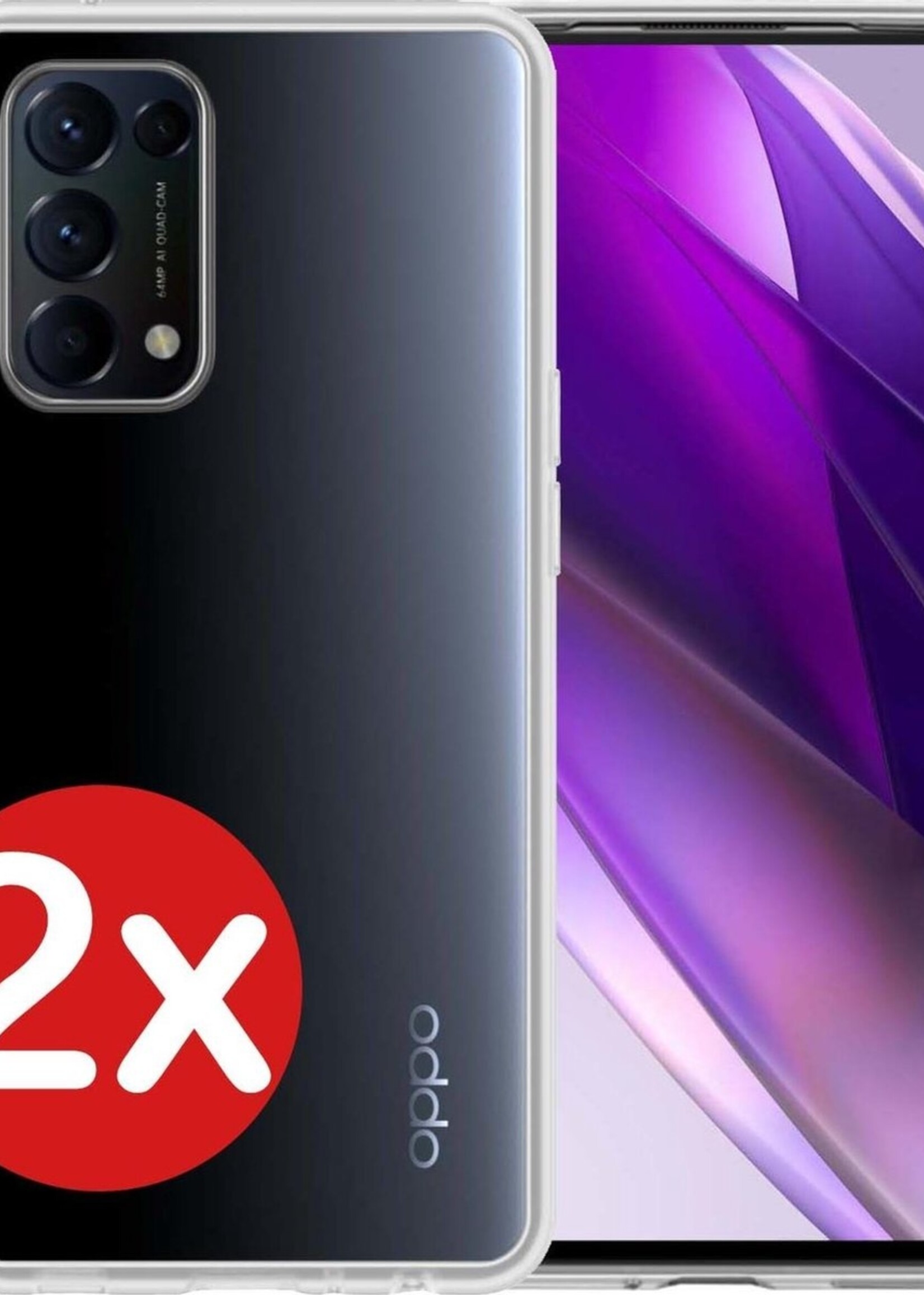 BTH Hoesje Geschikt voor OPPO Find X3 Lite Hoesje Siliconen Case Hoes - Hoes Geschikt voor OPPO X3 Lite Hoes Cover Case - Transparant - 2 PACK