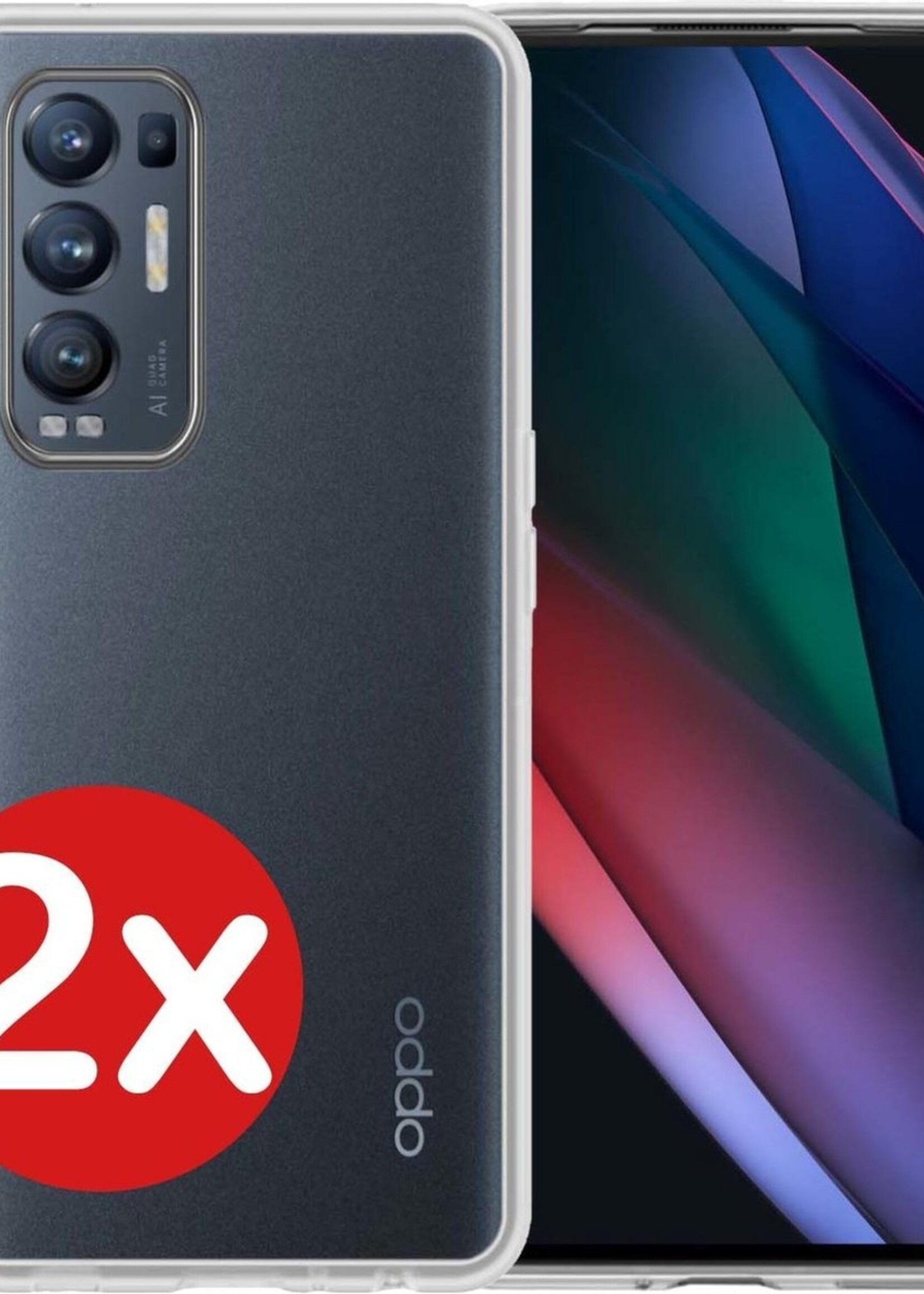 BTH Hoesje Geschikt voor OPPO Find X3 Neo Hoesje Siliconen Case Hoes - Hoes Geschikt voor OPPO X3 Neo Hoes Cover Case - Transparant - 2 PACK