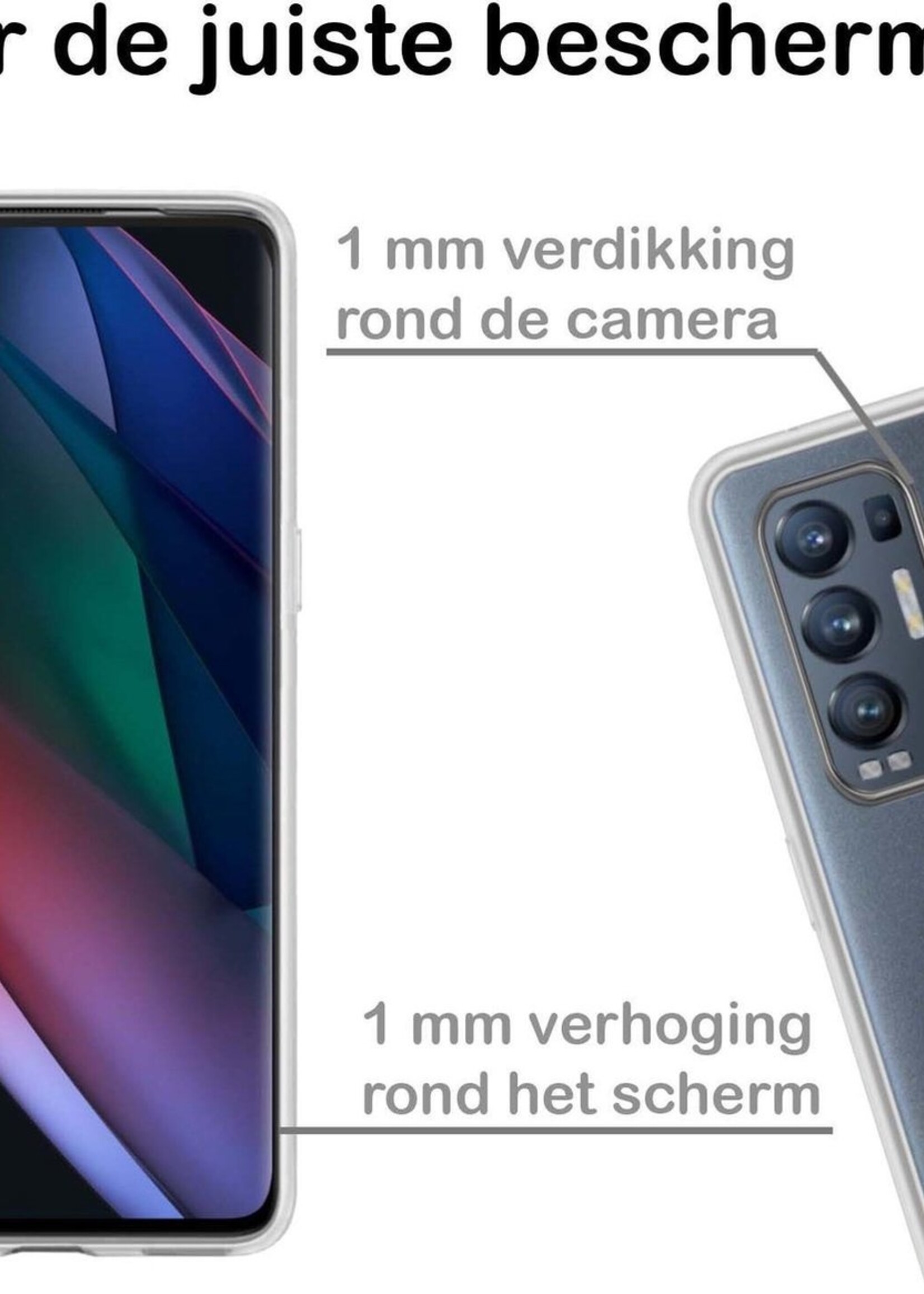 BTH Hoesje Geschikt voor OPPO Find X3 Neo Hoesje Siliconen Case Hoes - Hoes Geschikt voor OPPO X3 Neo Hoes Cover Case - Transparant - 2 PACK