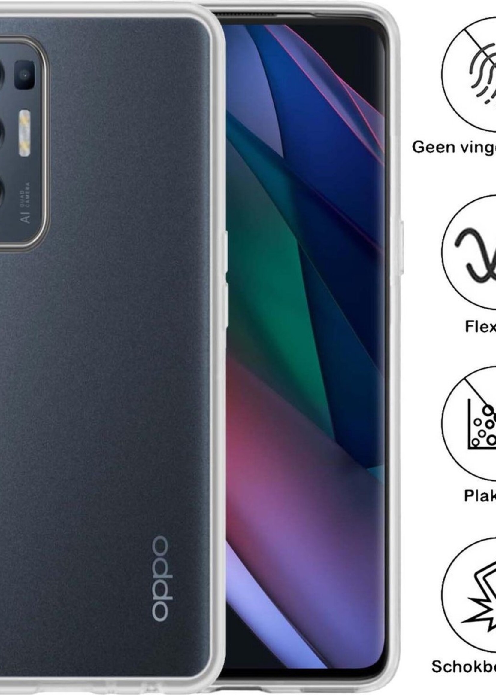 BTH Hoesje Geschikt voor OPPO Find X3 Neo Hoesje Siliconen Case Hoes - Hoes Geschikt voor OPPO X3 Neo Hoes Cover Case - Transparant - 2 PACK