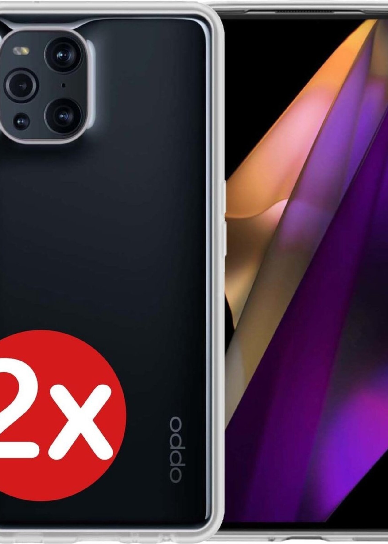 BTH Hoesje Geschikt voor OPPO Find X3 Pro Hoesje Siliconen Case Hoes - Hoes Geschikt voor OPPO X3 Pro Hoes Cover Case - Transparant - 2 PACK