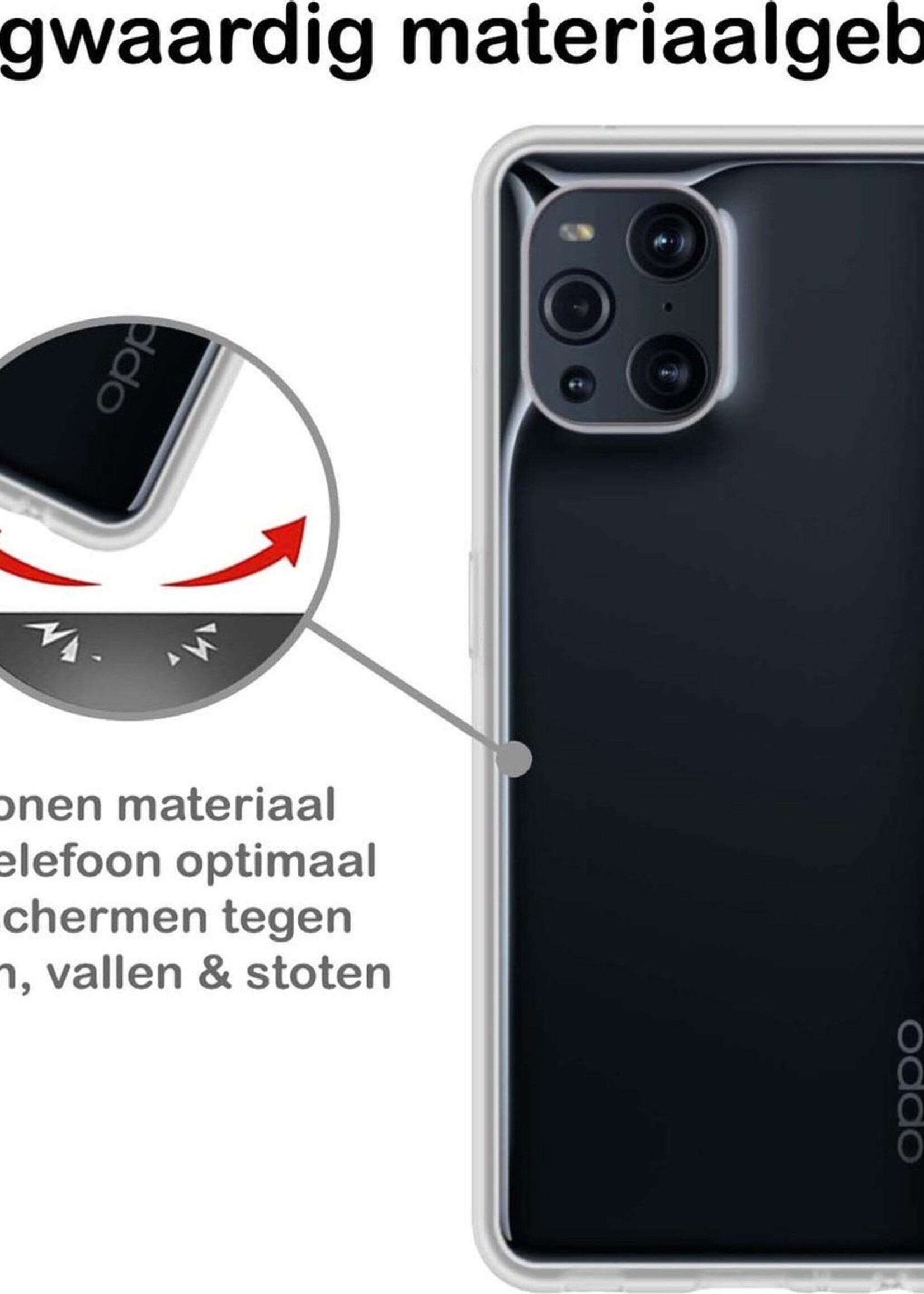 BTH Hoesje Geschikt voor OPPO Find X3 Pro Hoesje Siliconen Case Hoes - Hoes Geschikt voor OPPO X3 Pro Hoes Cover Case - Transparant - 2 PACK