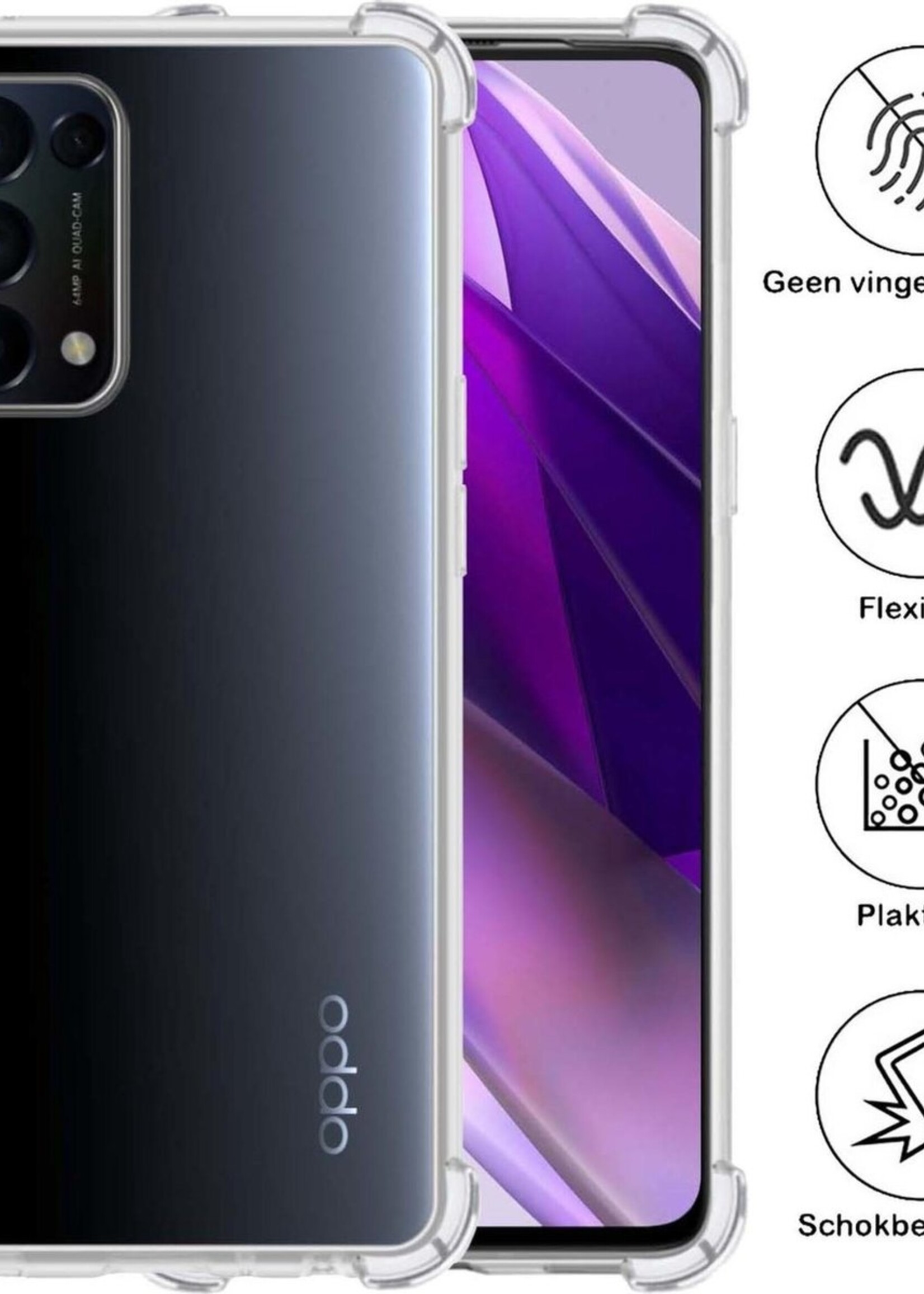 BTH Hoesje Geschikt voor OPPO Find X3 Lite Hoesje Siliconen Shock Proof Case Hoes - Hoes Geschikt voor OPPO X3 Lite Hoes Cover Case Shockproof - Transparant
