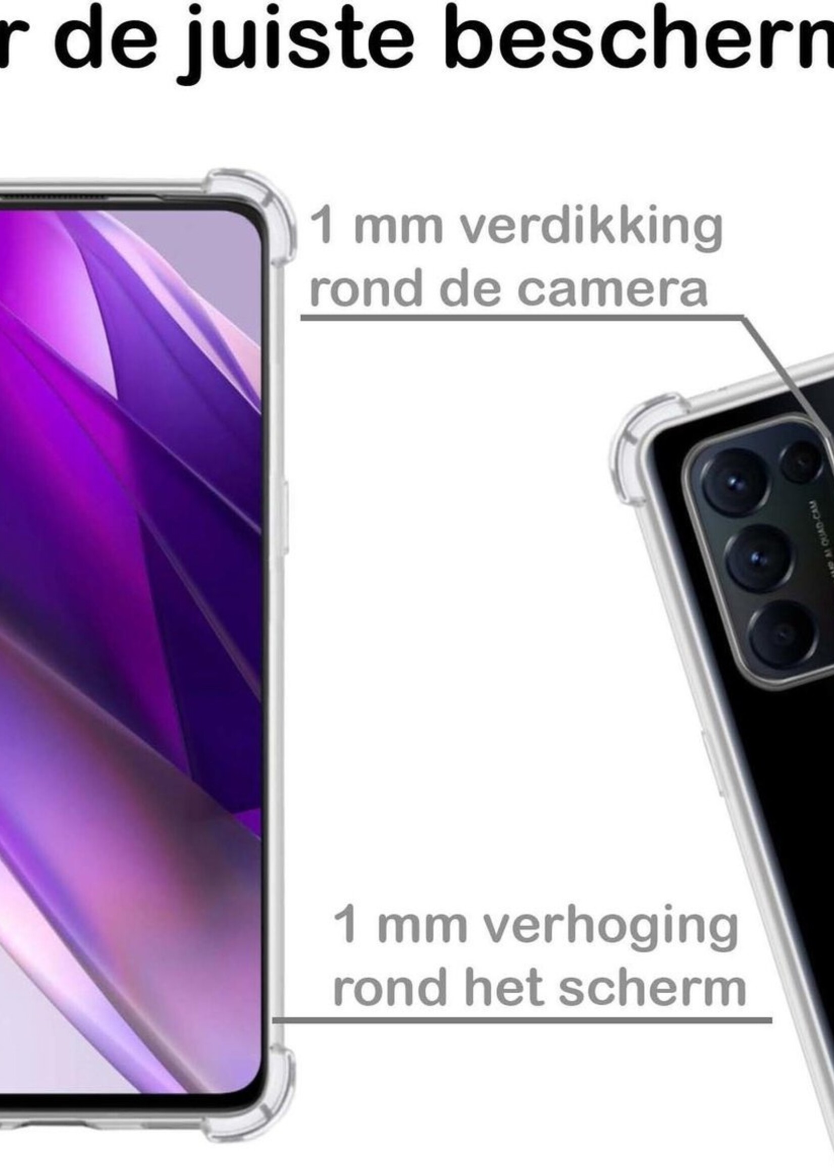 BTH Hoesje Geschikt voor OPPO Find X3 Lite Hoesje Siliconen Shock Proof Case Hoes - Hoes Geschikt voor OPPO X3 Lite Hoes Cover Case Shockproof - Transparant