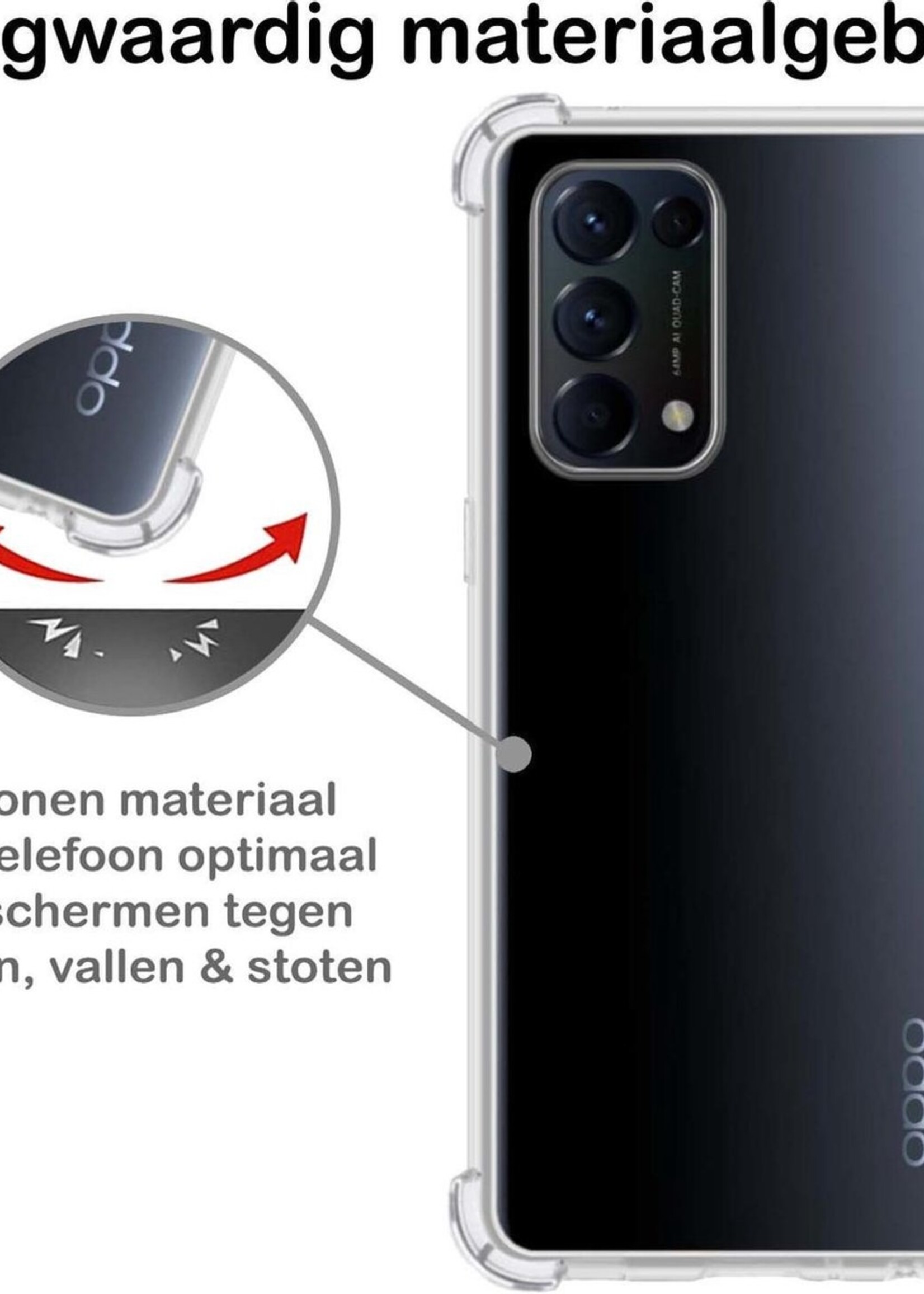 BTH Hoesje Geschikt voor OPPO Find X3 Lite Hoesje Siliconen Shock Proof Case Hoes - Hoes Geschikt voor OPPO X3 Lite Hoes Cover Case Shockproof - Transparant