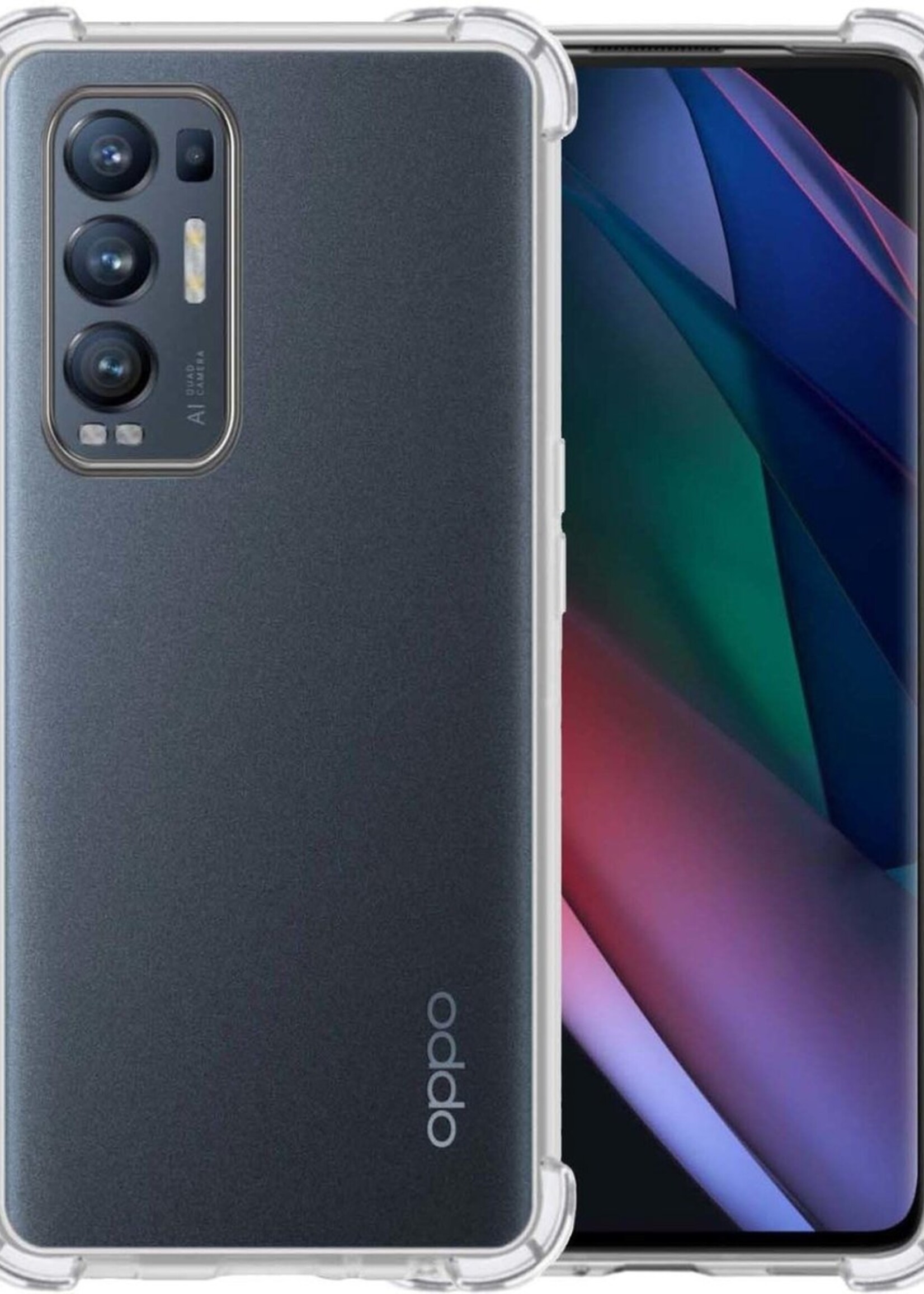BTH Hoesje Geschikt voor OPPO Find X3 Neo Hoesje Siliconen Shock Proof Case Hoes - Hoes Geschikt voor OPPO X3 Neo Hoes Cover Case Shockproof - Transparant