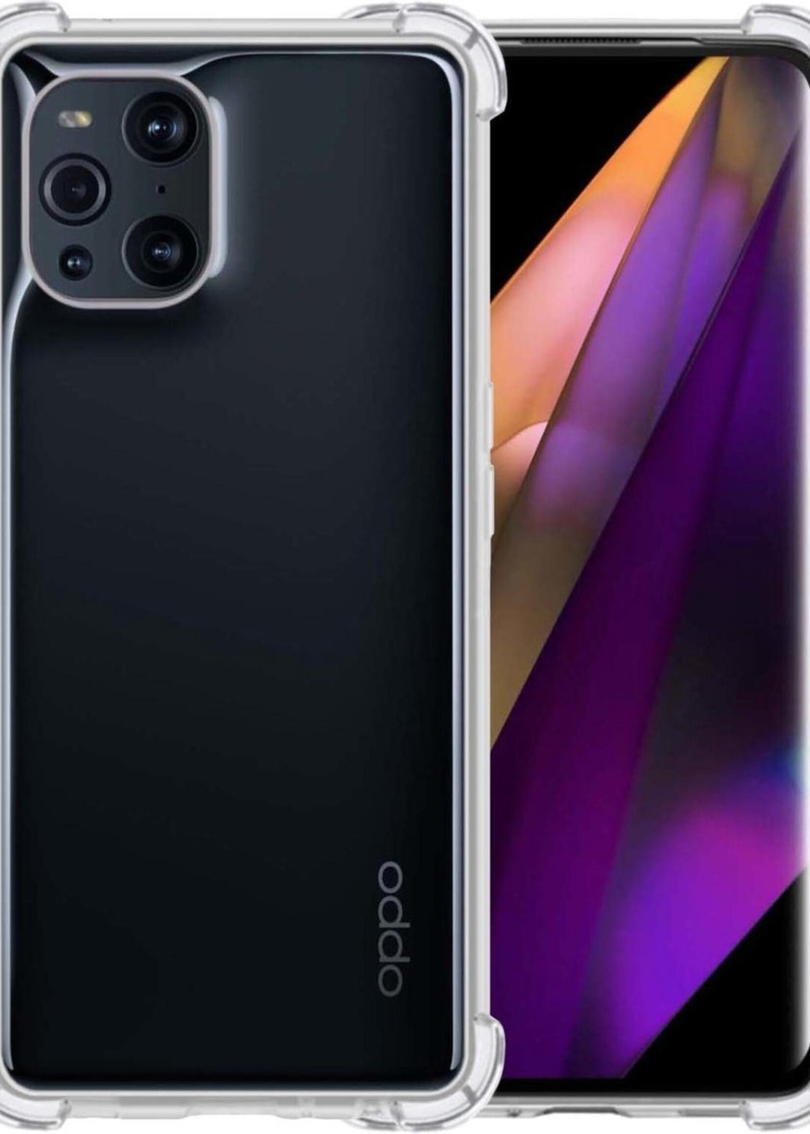 BTH Hoesje Geschikt voor OPPO Find X3 Pro Hoesje Siliconen Shock Proof Case Hoes - Hoes Geschikt voor OPPO X3 Pro Hoes Cover Case Shockproof - Transparant