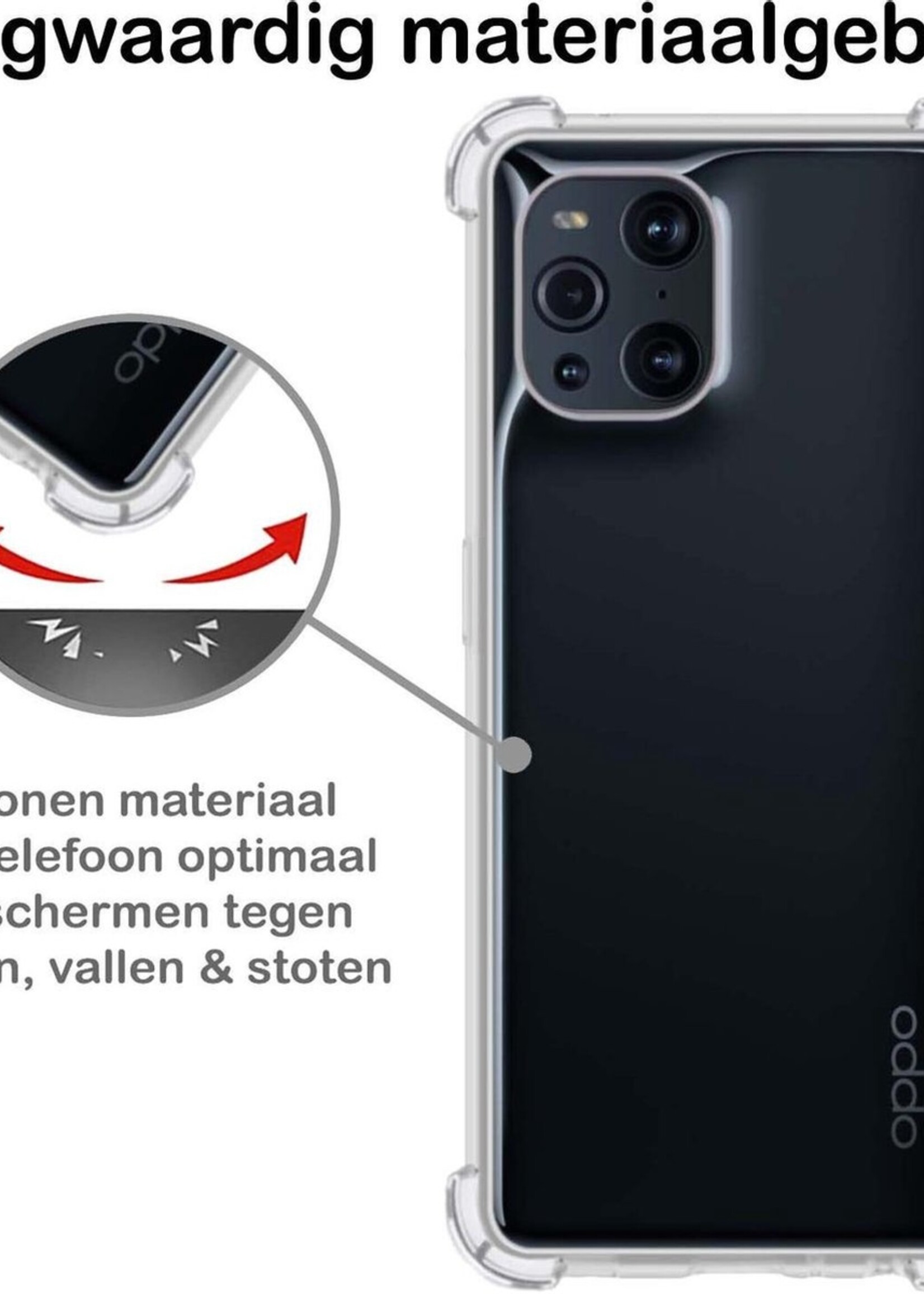 BTH Hoesje Geschikt voor OPPO Find X3 Pro Hoesje Siliconen Shock Proof Case Hoes - Hoes Geschikt voor OPPO X3 Pro Hoes Cover Case Shockproof - Transparant