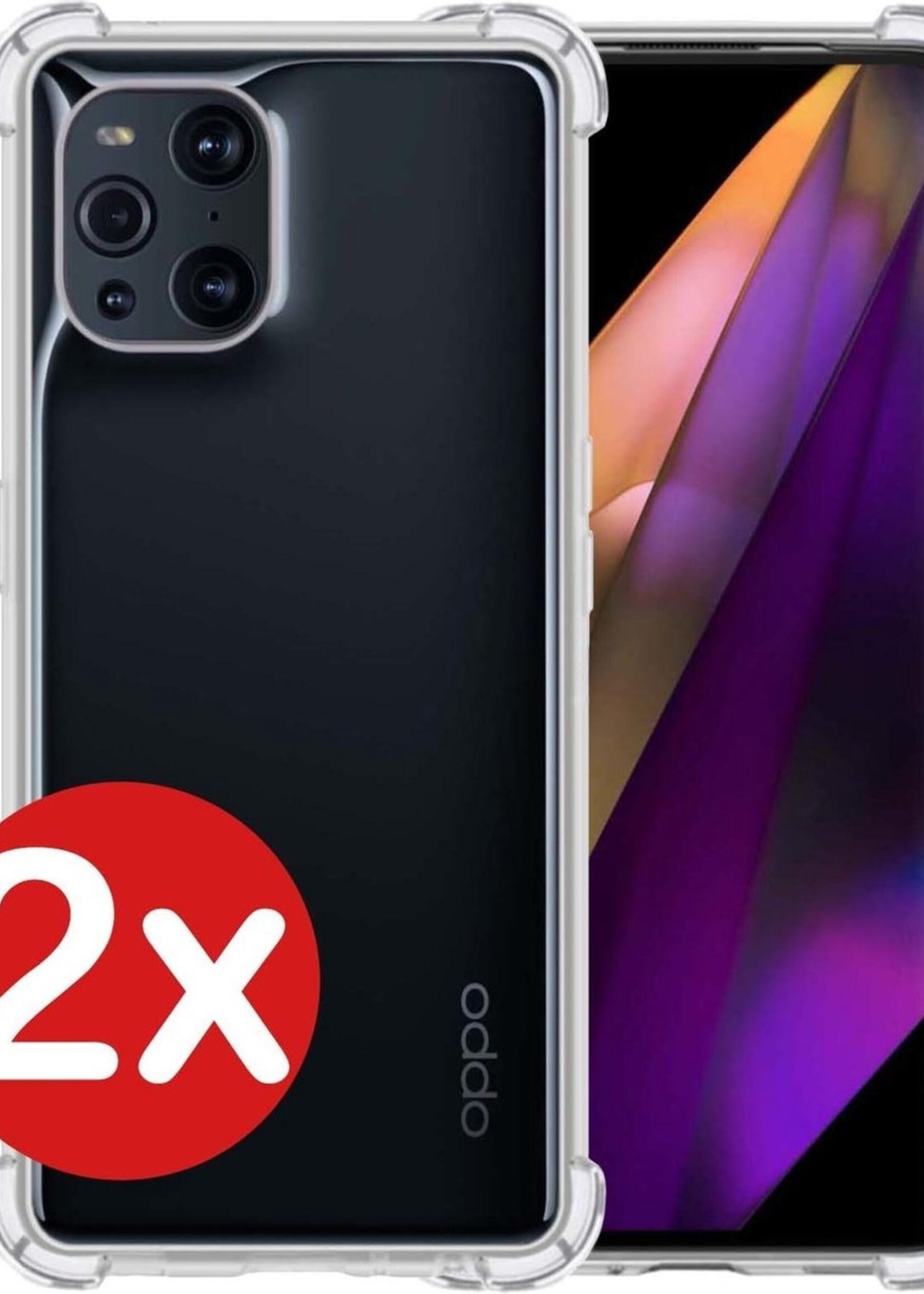 BTH Hoesje Geschikt voor OPPO Find X3 Pro Hoesje Siliconen Shock Proof Case Hoes - Hoes Geschikt voor OPPO X3 Pro Hoes Cover Case Shockproof - Transparant - 2 PACK