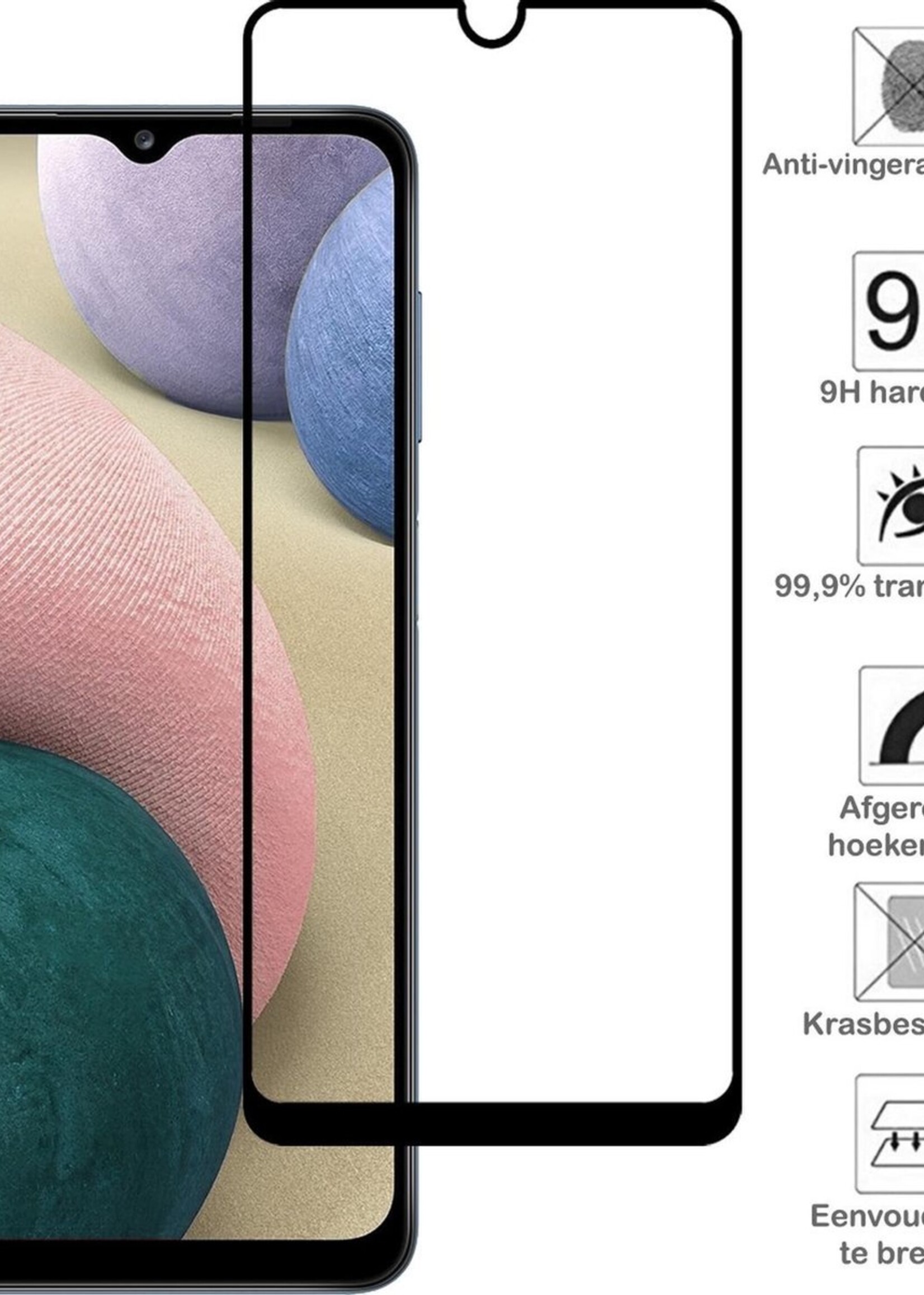 BTH Screenprotector Geschikt voor Samsung A12 Screenprotector Glas Gehard Tempered Glass Full Cover - Screenprotector Geschikt voor Samsung Galaxy A12 Screen Protector Screen Cover - 2 PACK