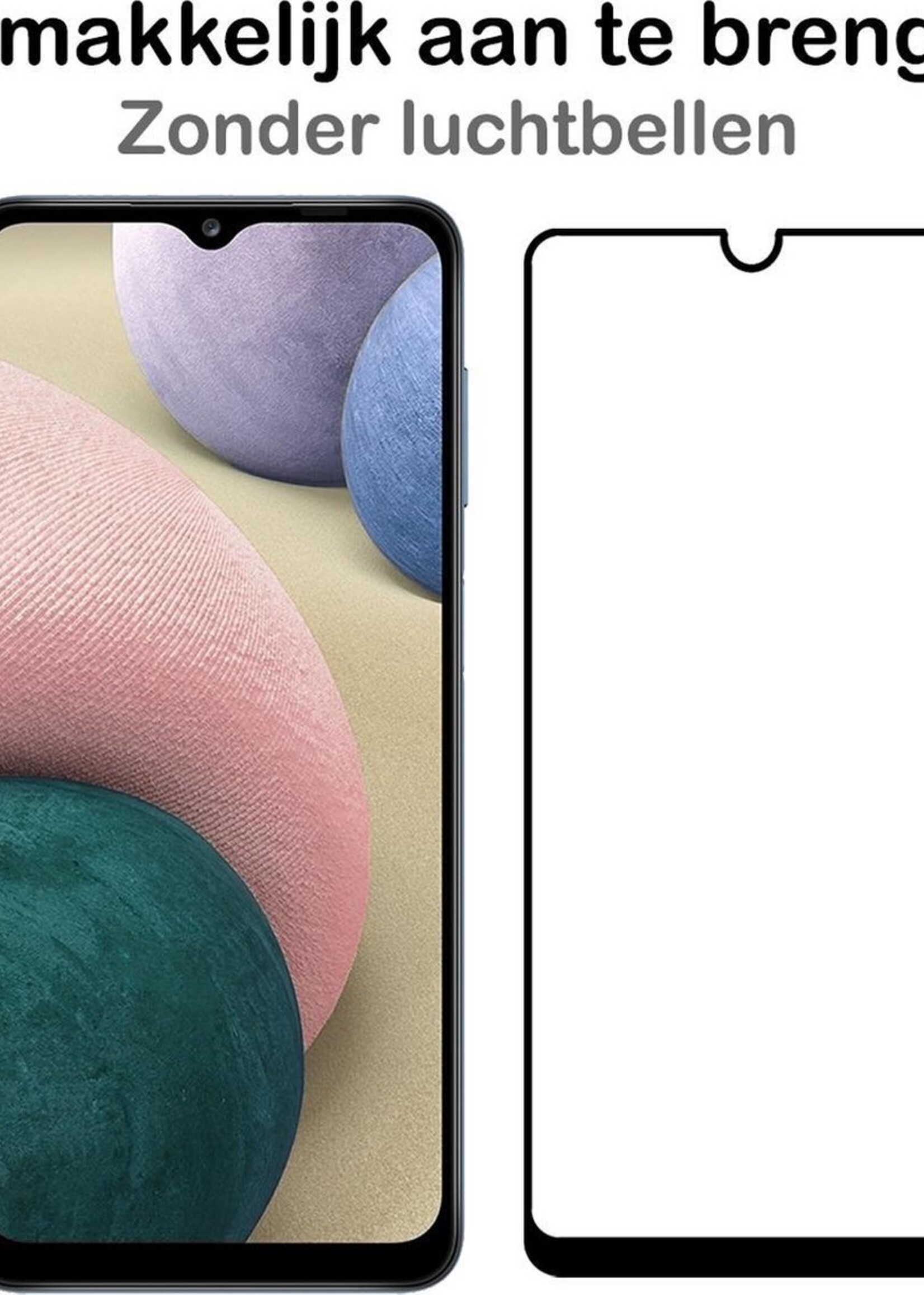 BTH Screenprotector Geschikt voor Samsung A12 Screenprotector Glas Gehard Tempered Glass Full Cover - Screenprotector Geschikt voor Samsung Galaxy A12 Screen Protector Screen Cover - 2 PACK