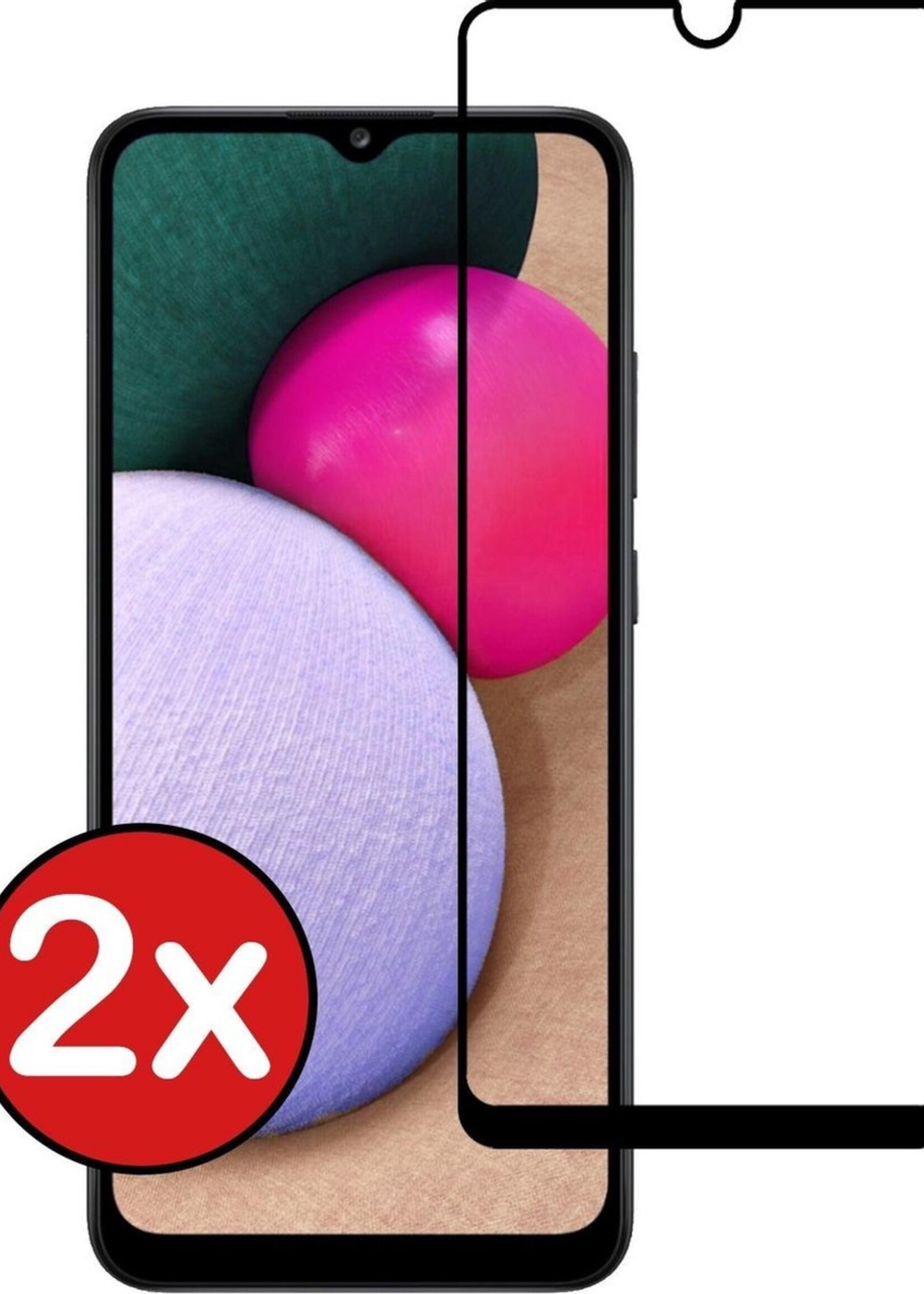 BTH Screenprotector Geschikt voor Samsung A02s Screenprotector Glas Gehard Tempered Glass Full Cover - Screenprotector Geschikt voor Samsung Galaxy A02s Screen Protector Screen Cover - 2 PACK
