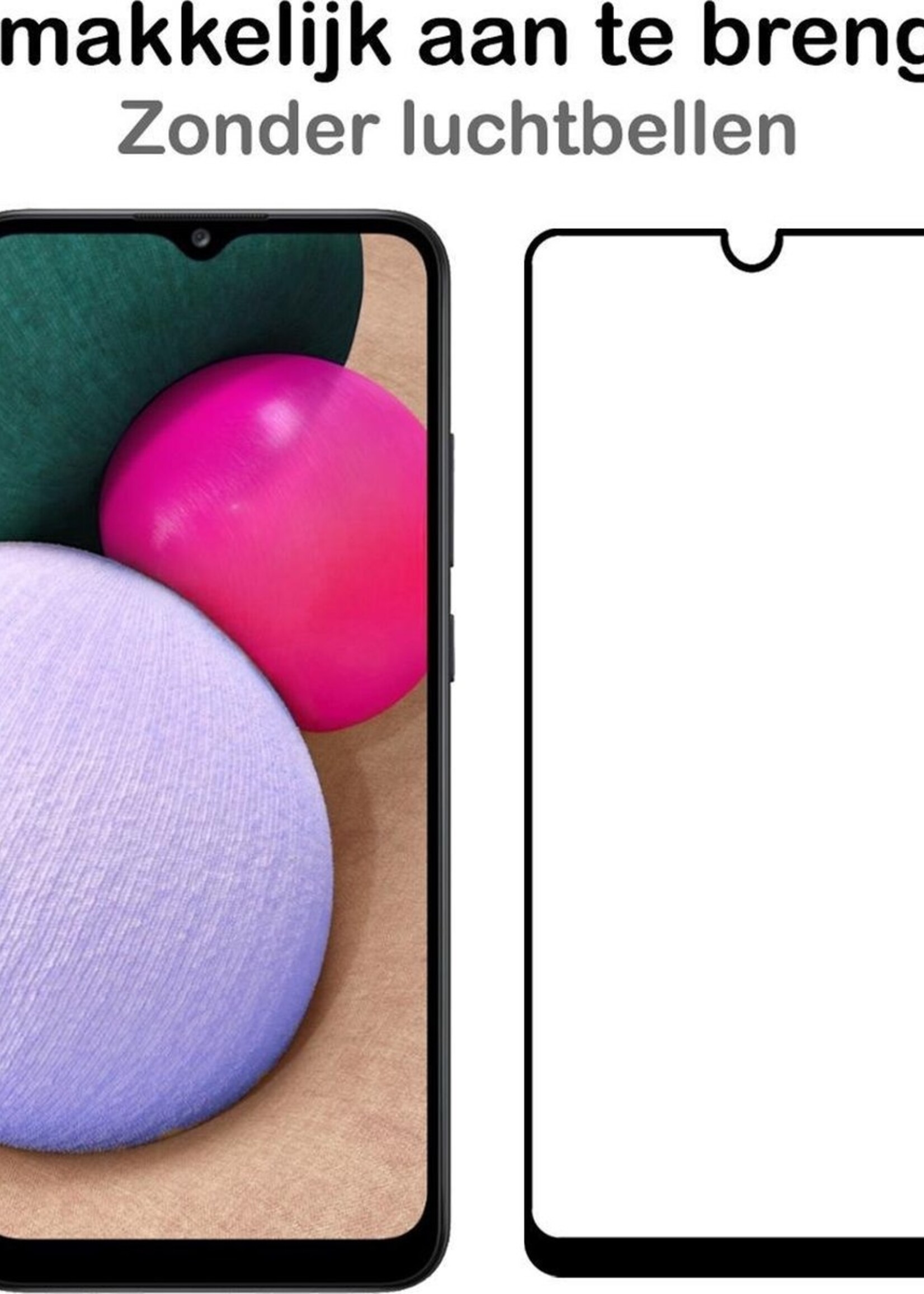 BTH Screenprotector Geschikt voor Samsung A02s Screenprotector Glas Gehard Tempered Glass Full Cover - Screenprotector Geschikt voor Samsung Galaxy A02s Screen Protector Screen Cover - 2 PACK