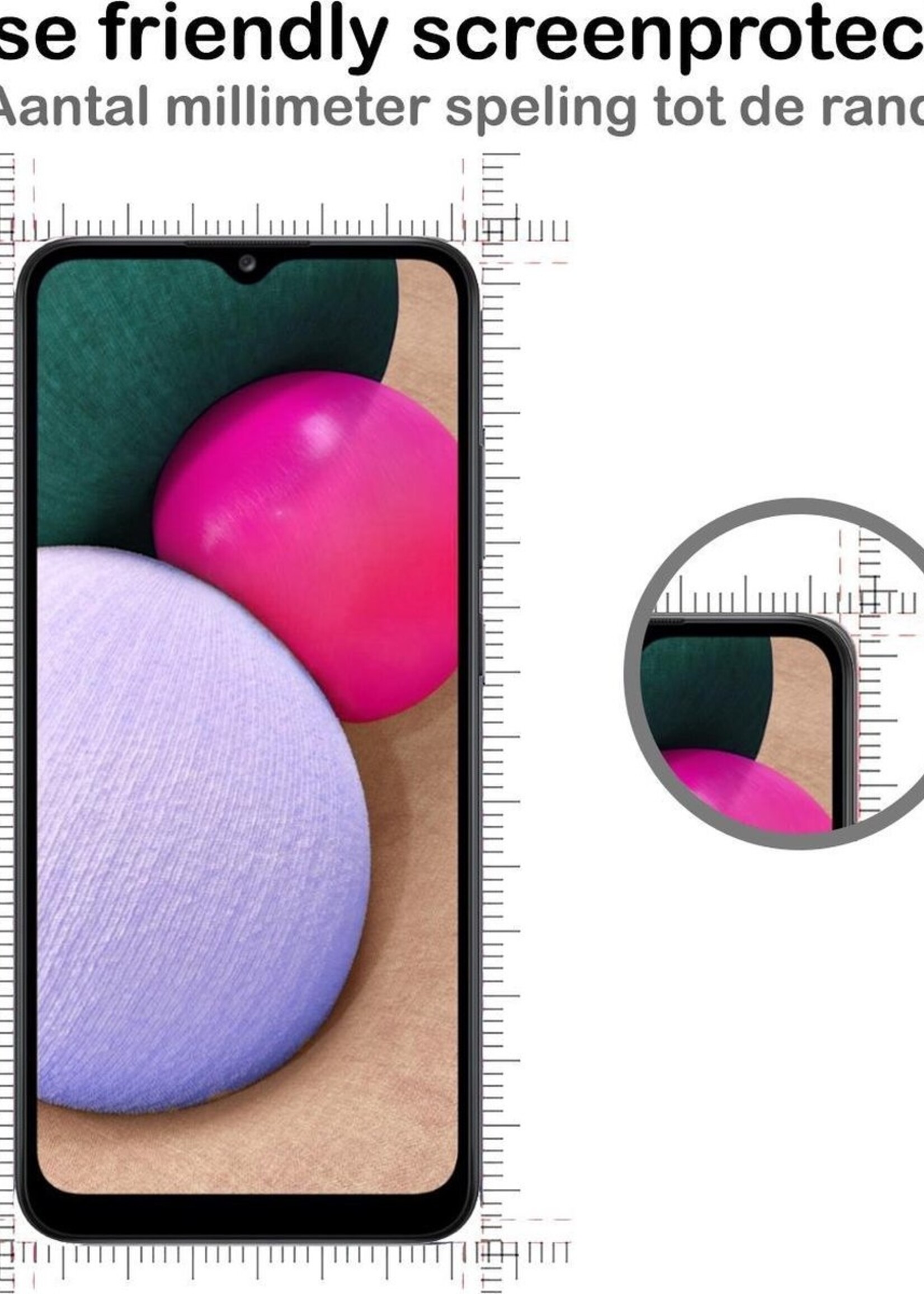 BTH Screenprotector Geschikt voor Samsung A02s Screenprotector Glas Gehard Tempered Glass Full Cover - Screenprotector Geschikt voor Samsung Galaxy A02s Screen Protector Screen Cover - 3 PACK
