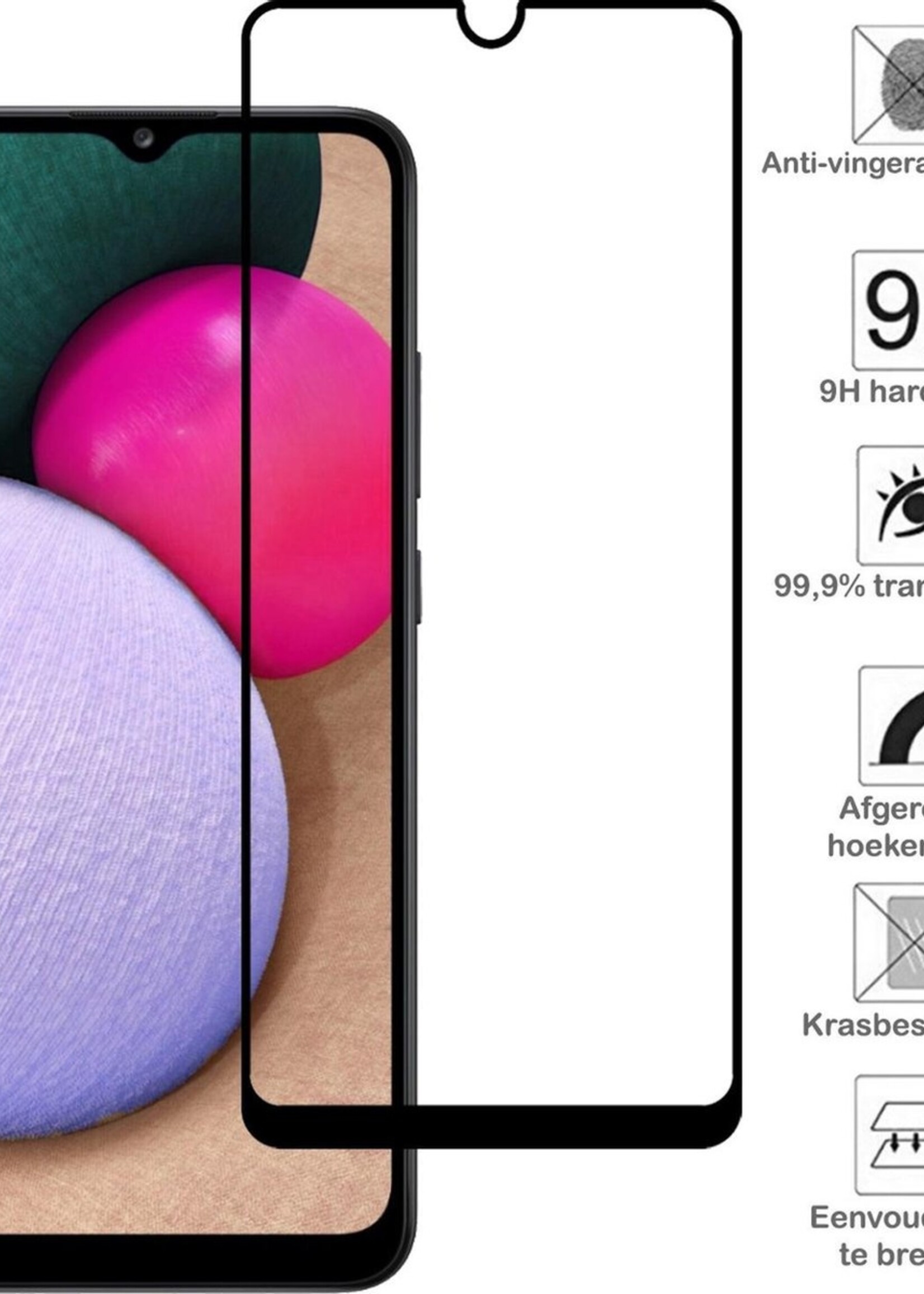 BTH Screenprotector Geschikt voor Samsung A02s Screenprotector Glas Gehard Tempered Glass Full Cover - Screenprotector Geschikt voor Samsung Galaxy A02s Screen Protector Screen Cover - 3 PACK