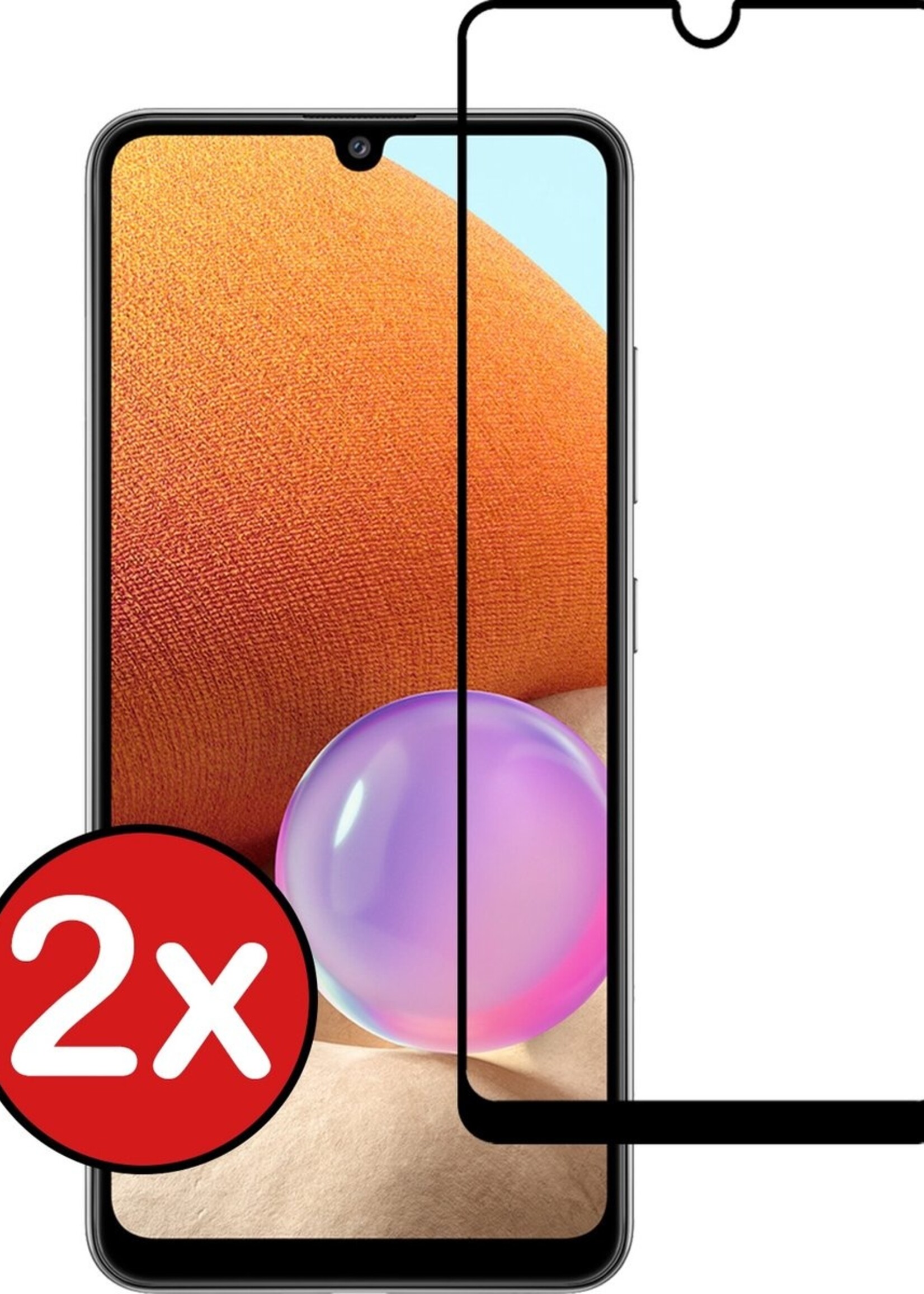BTH Screenprotector Geschikt voor Samsung A32 5G Screenprotector Glas Gehard Tempered Glass Full Cover - Screenprotector Geschikt voor Samsung Galaxy A32 5G Screen Protector Screen Cover - 2 PACK