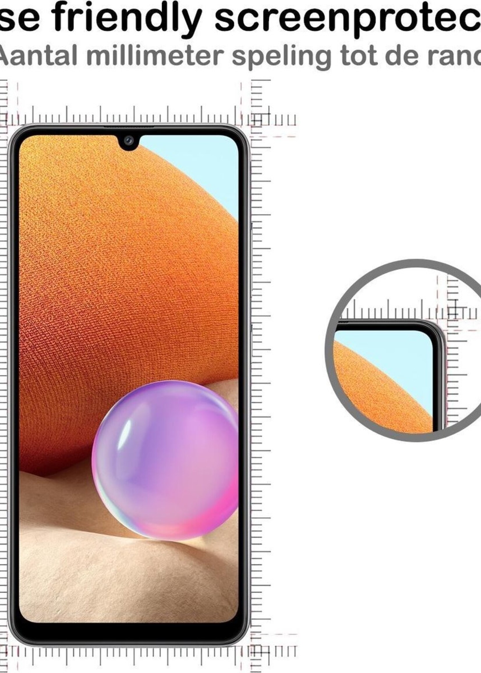 BTH Screenprotector Geschikt voor Samsung A32 5G Screenprotector Glas Gehard Tempered Glass Full Cover - Screenprotector Geschikt voor Samsung Galaxy A32 5G Screen Protector Screen Cover - 3 PACK