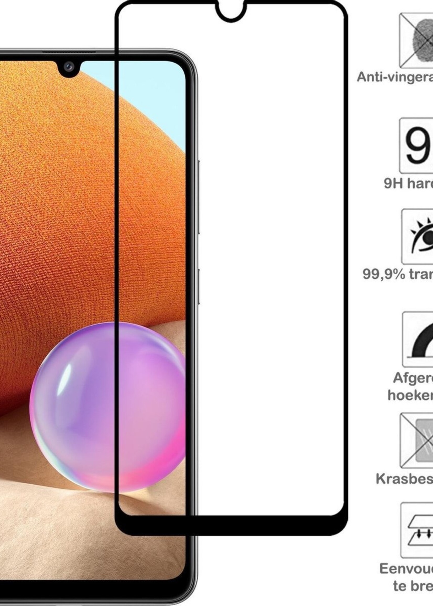 BTH Screenprotector Geschikt voor Samsung A32 5G Screenprotector Glas Gehard Tempered Glass Full Cover - Screenprotector Geschikt voor Samsung Galaxy A32 5G Screen Protector Screen Cover - 3 PACK