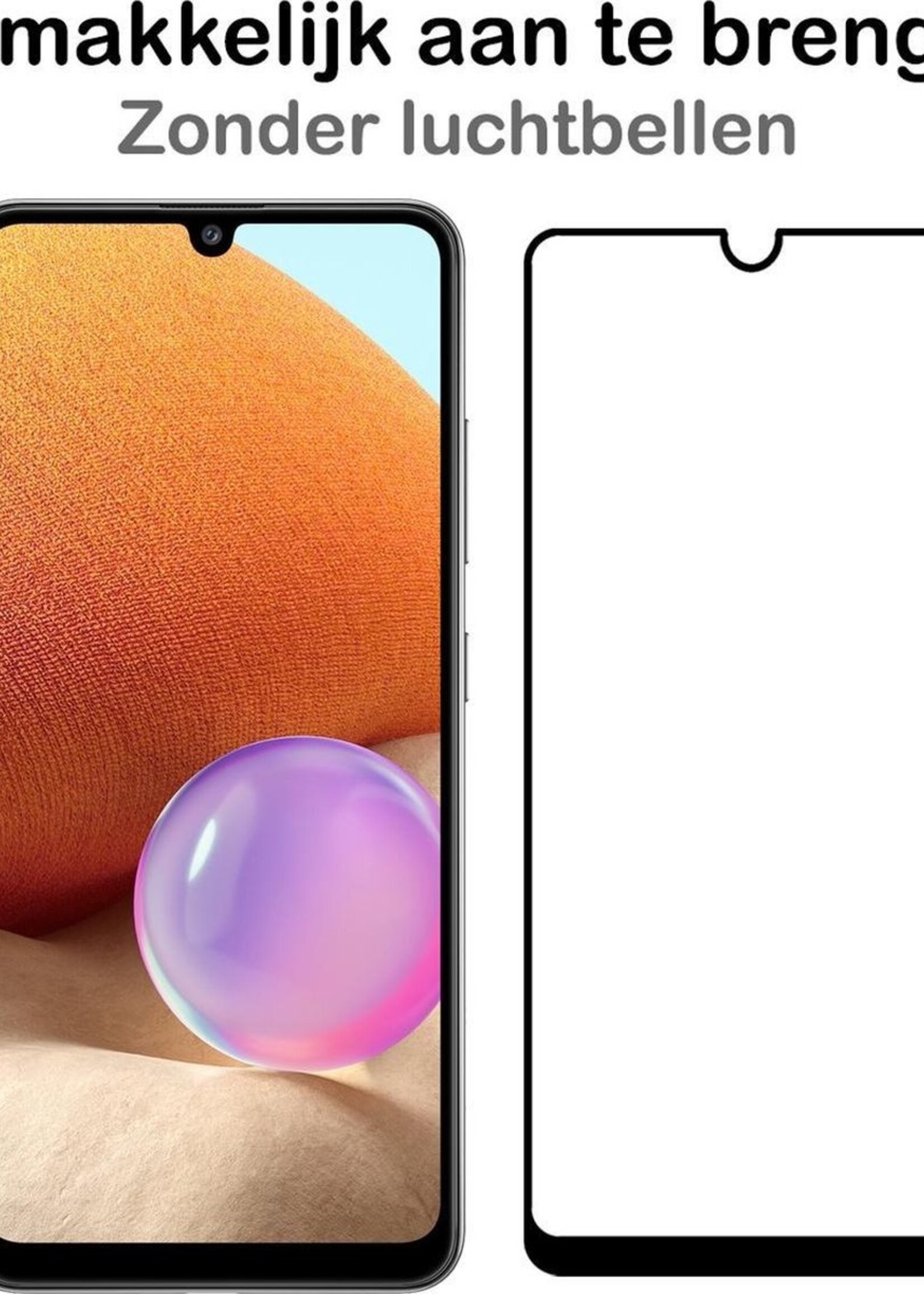 BTH Screenprotector Geschikt voor Samsung A32 5G Screenprotector Glas Gehard Tempered Glass Full Cover - Screenprotector Geschikt voor Samsung Galaxy A32 5G Screen Protector Screen Cover - 3 PACK