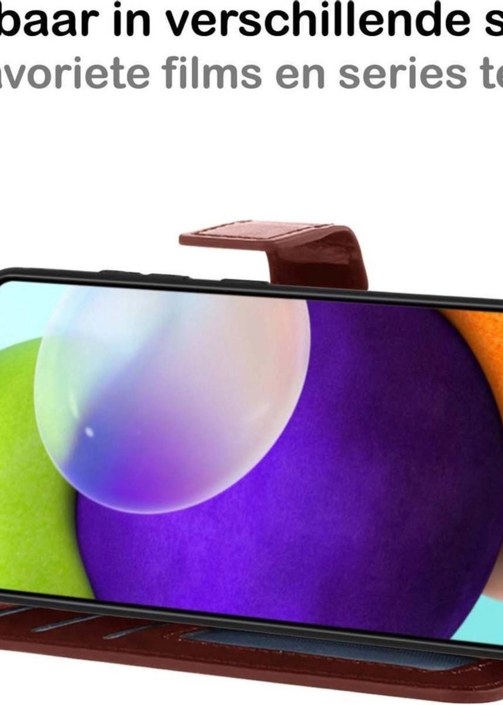 BTH Hoesje Geschikt voor Samsung A52 5G Hoesje Book Case Hoes Portemonnee Cover Walletcase - Hoes Geschikt voor Samsung Galaxy A52 5G Hoes Bookcase Hoesje - Bruin