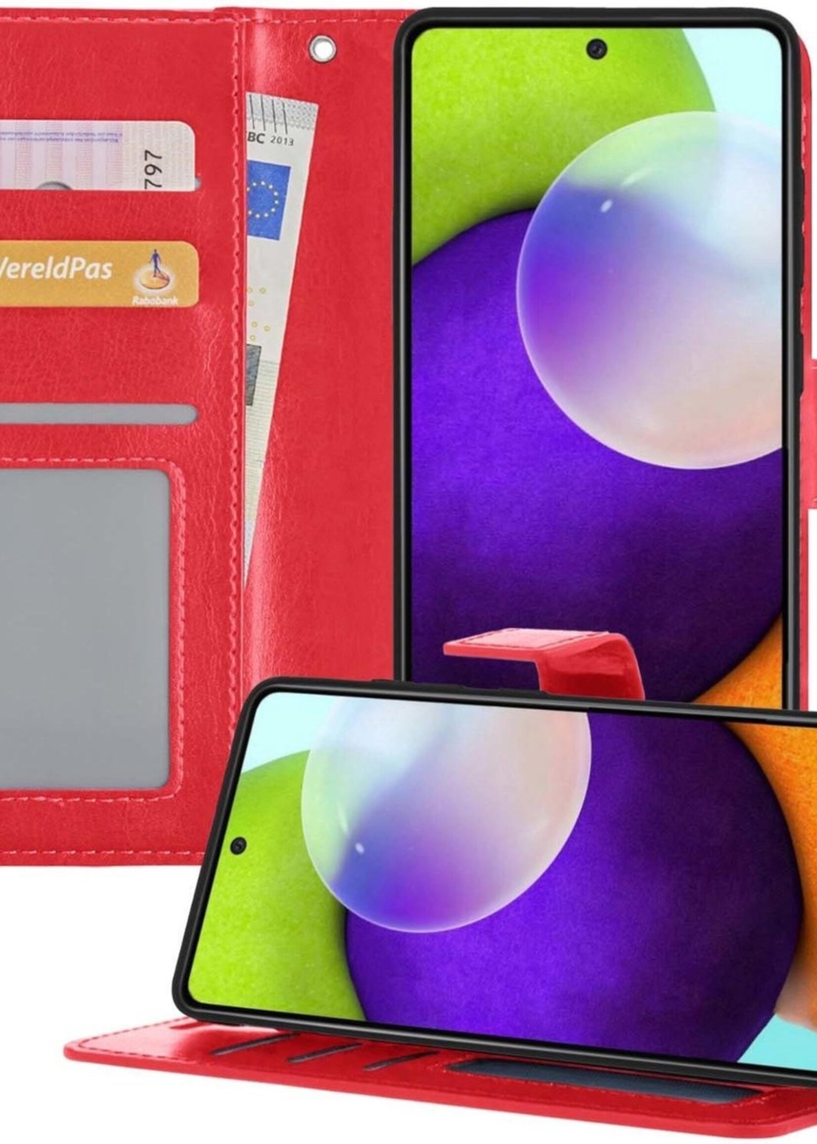 BTH Hoesje Geschikt voor Samsung A52 5G Hoesje Book Case Hoes Portemonnee Cover Walletcase - Hoes Geschikt voor Samsung Galaxy A52 5G Hoes Bookcase Hoesje - Rood