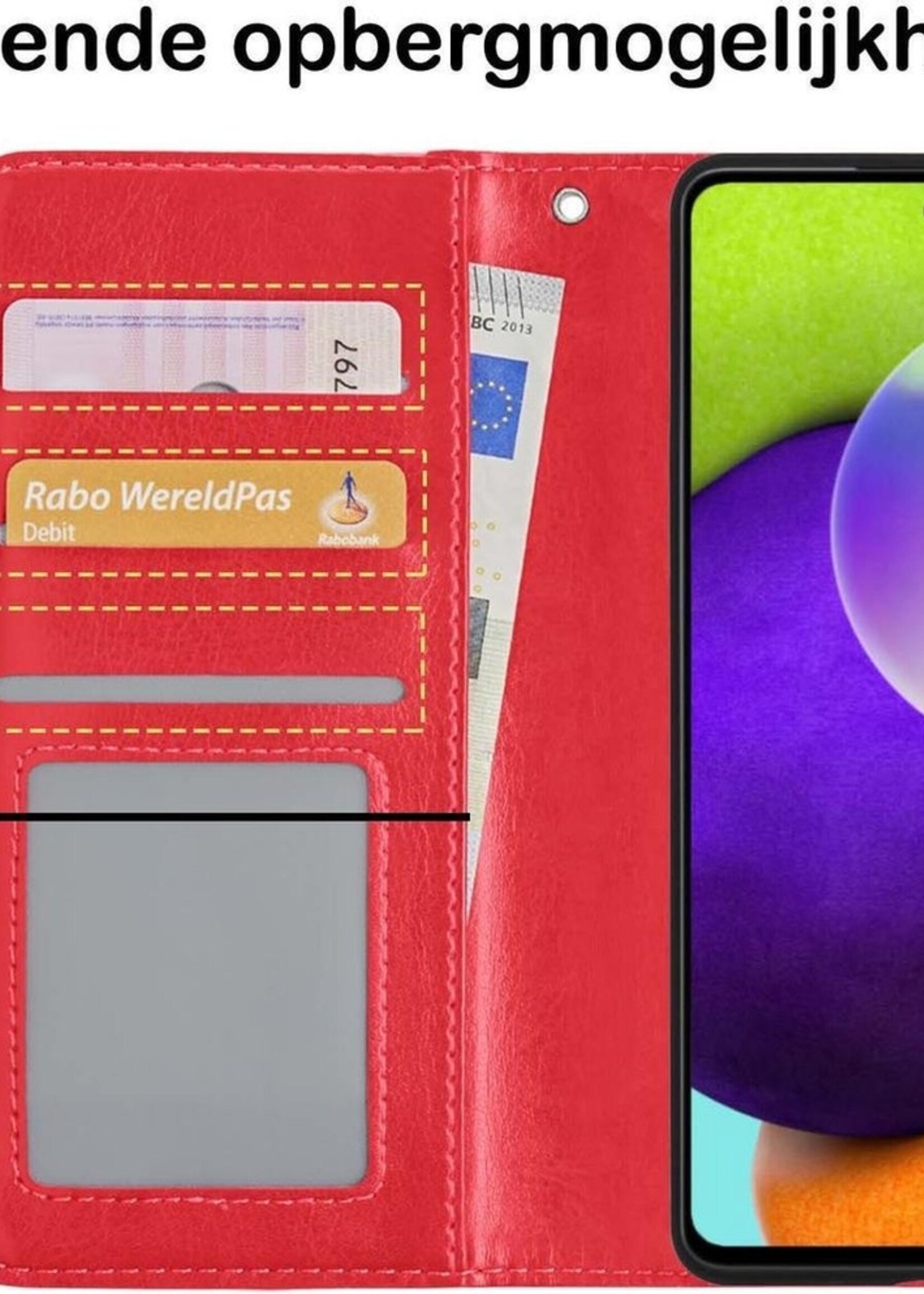 BTH Hoesje Geschikt voor Samsung A52 5G Hoesje Book Case Hoes Portemonnee Cover Walletcase - Hoes Geschikt voor Samsung Galaxy A52 5G Hoes Bookcase Hoesje - Rood