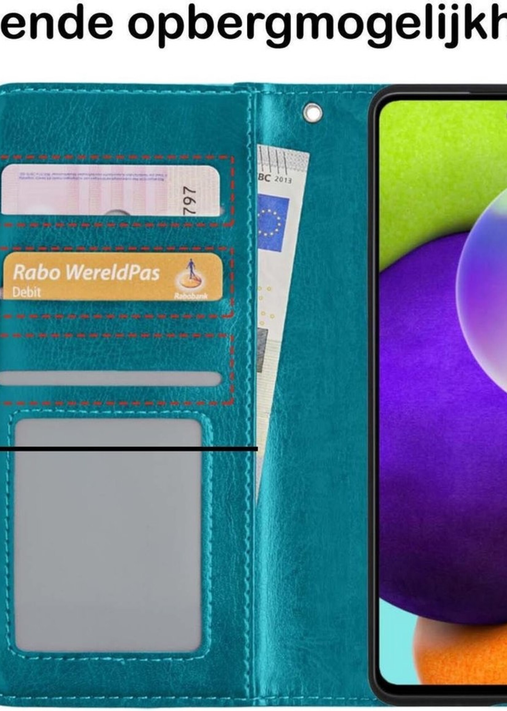 BTH Hoesje Geschikt voor Samsung A52 5G Hoesje Book Case Hoes Portemonnee Cover Walletcase - Hoes Geschikt voor Samsung Galaxy A52 5G Hoes Bookcase Hoesje - Turquoise