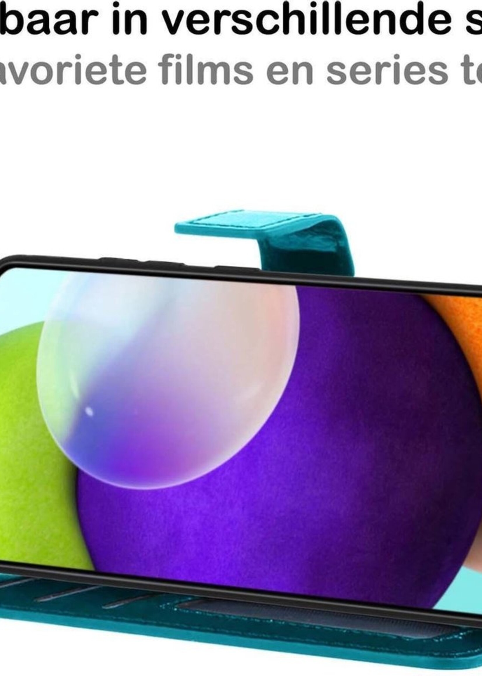 BTH Hoesje Geschikt voor Samsung A52 5G Hoesje Book Case Hoes Portemonnee Cover Walletcase - Hoes Geschikt voor Samsung Galaxy A52 5G Hoes Bookcase Hoesje - Turquoise