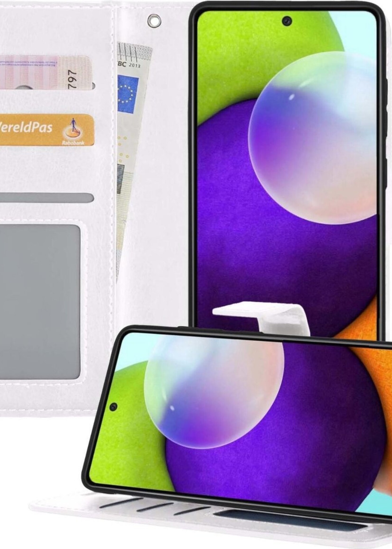 BTH Hoesje Geschikt voor Samsung A52 5G Hoesje Book Case Hoes Portemonnee Cover Walletcase - Hoes Geschikt voor Samsung Galaxy A52 5G Hoes Bookcase Hoesje - Wit