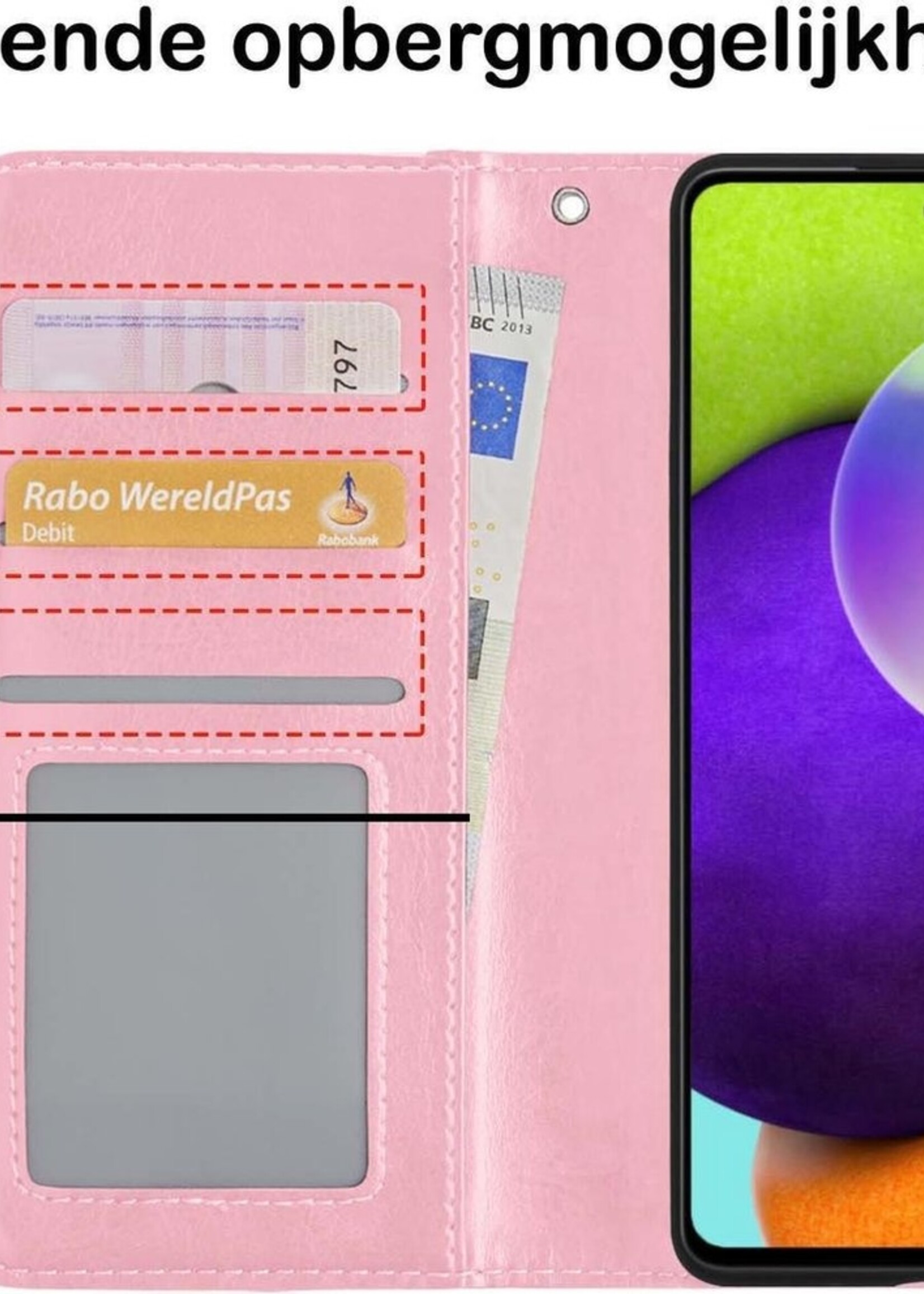 BTH Hoesje Geschikt voor Samsung A52 5G Hoesje Book Case Hoes Portemonnee Cover Walletcase - Hoes Geschikt voor Samsung Galaxy A52 5G Hoes Bookcase Hoesje - Roze