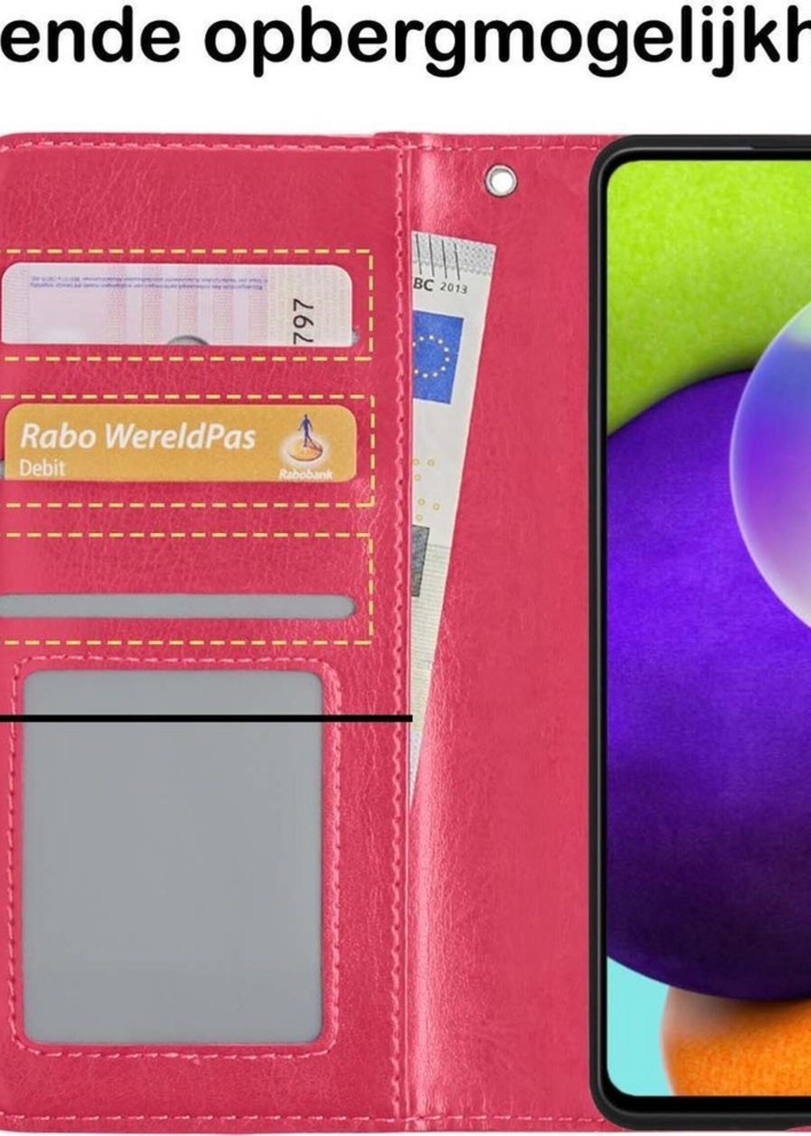 BTH Hoesje Geschikt voor Samsung A52 5G Hoesje Book Case Hoes Portemonnee Cover Walletcase - Hoes Geschikt voor Samsung Galaxy A52 5G Hoes Bookcase Hoesje - Roze
