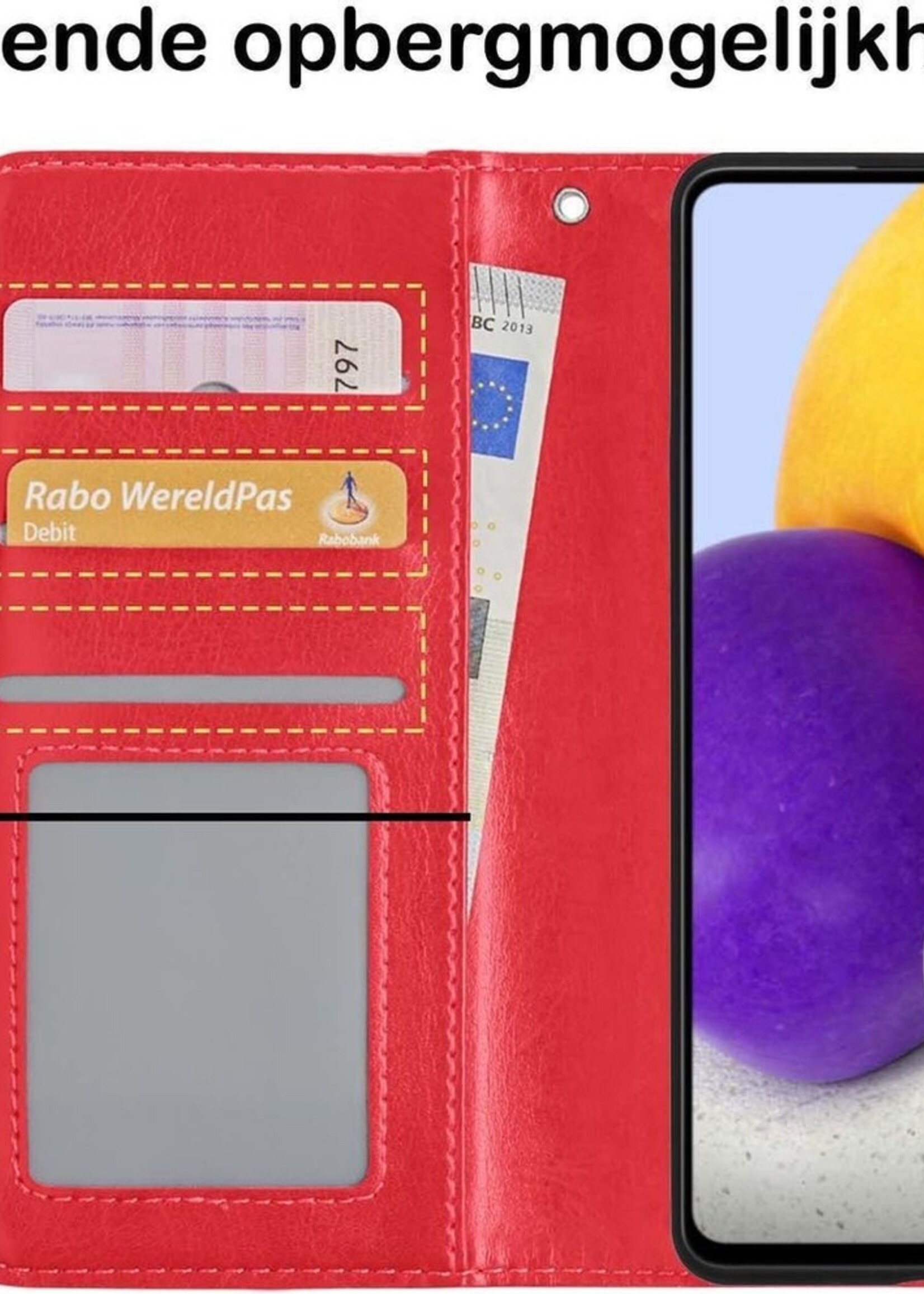 BTH Hoesje Geschikt voor Samsung A52 5G Hoesje Book Case Hoes Portemonnee Cover Walletcase Met Screenprotector - Hoes Geschikt voor Samsung Galaxy A52 5G Hoes Bookcase Hoesje - Rood