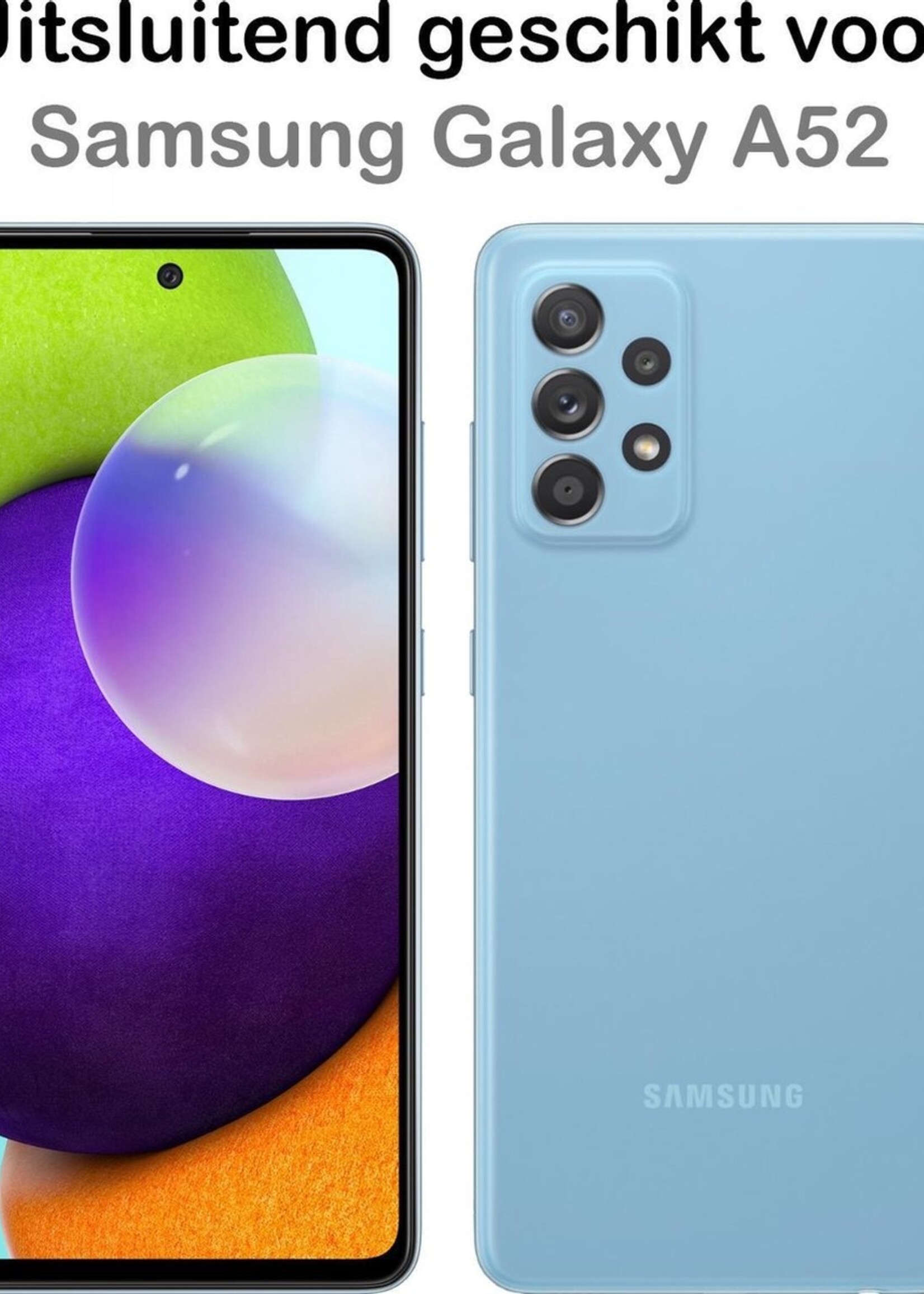 BTH Hoesje Geschikt voor Samsung A52 5G Hoesje Book Case Hoes Portemonnee Cover Walletcase Met Screenprotector - Hoes Geschikt voor Samsung Galaxy A52 5G Hoes Bookcase Hoesje - Turquoise