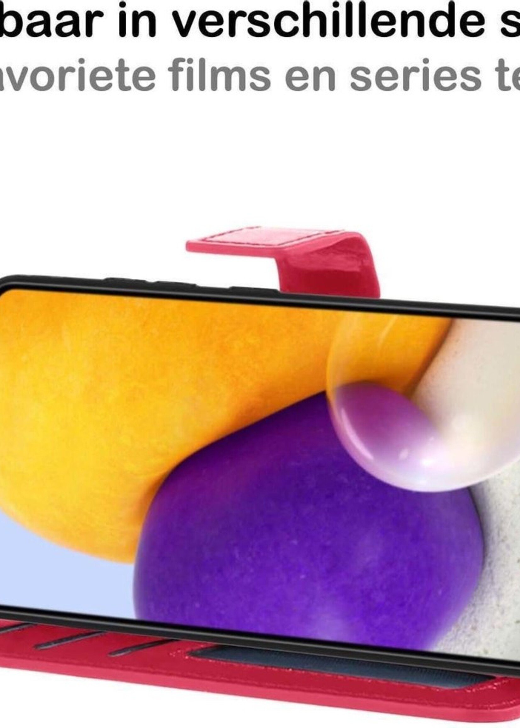 BTH Hoesje Geschikt voor Samsung A52 5G Hoesje Book Case Hoes Portemonnee Cover Walletcase Met Screenprotector - Hoes Geschikt voor Samsung Galaxy A52 5G Hoes Bookcase Hoesje - Donkerroze